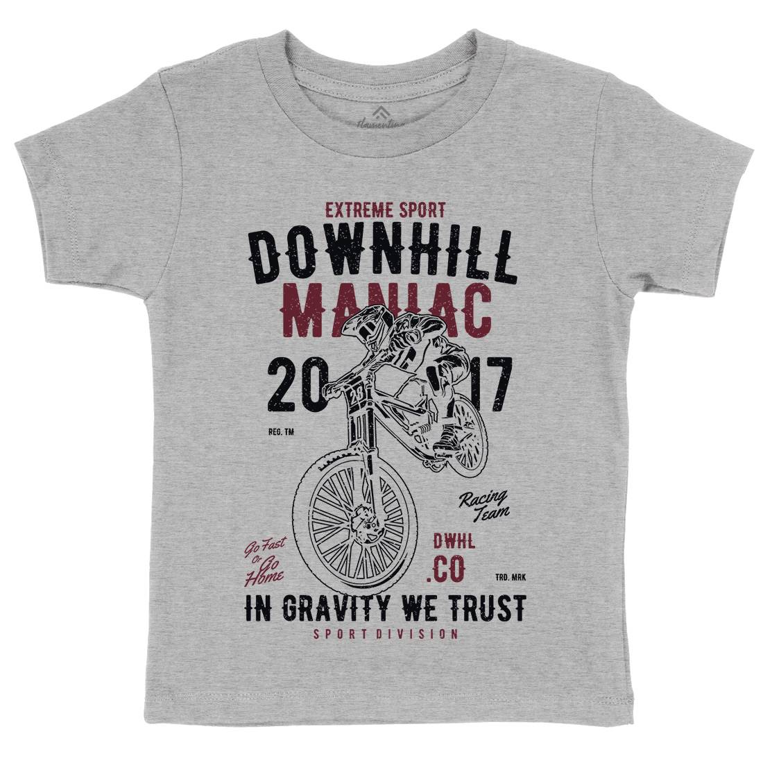 Downhill Maniac Kids Organic Crew Neck T-Shirt Bikes A644