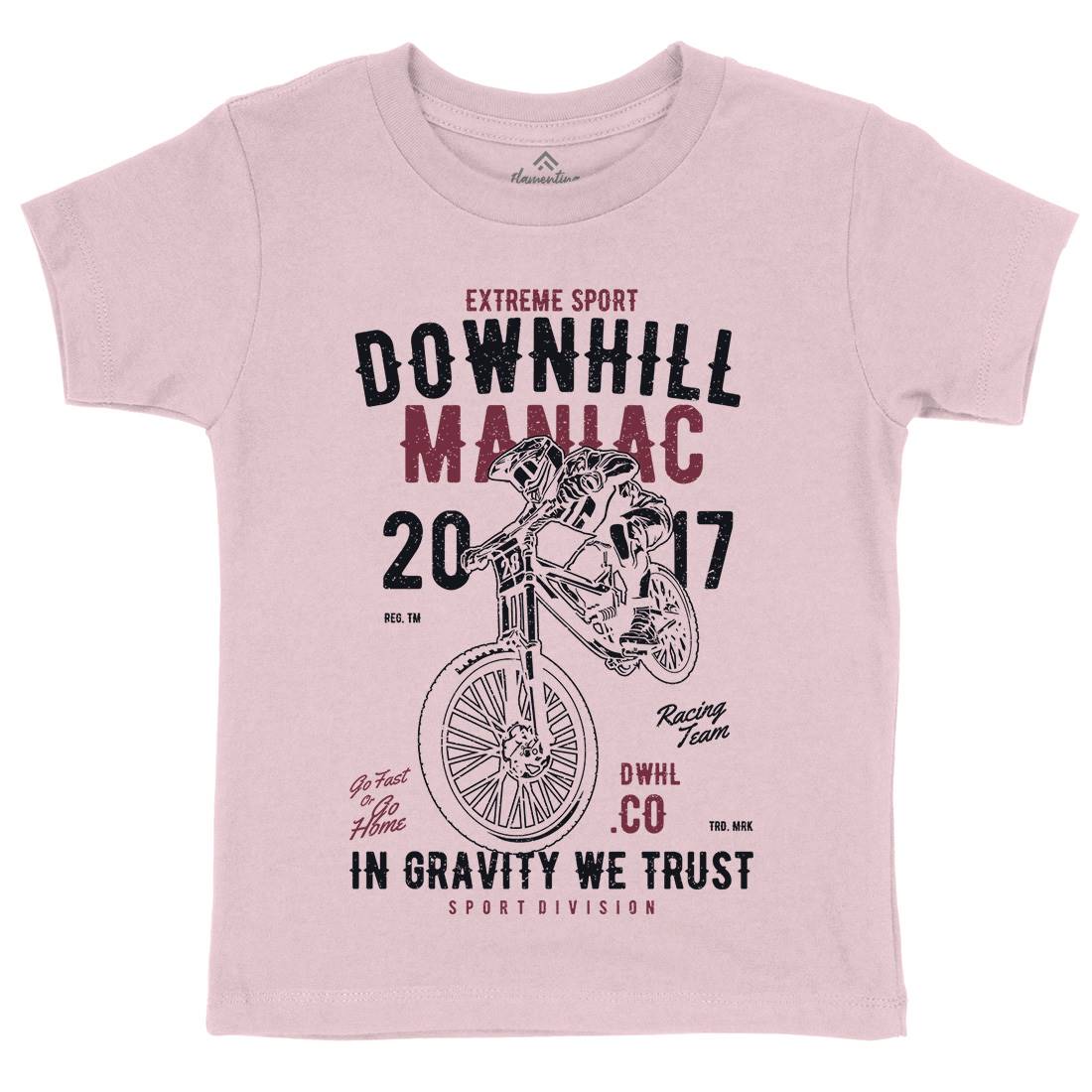 Downhill Maniac Kids Crew Neck T-Shirt Bikes A644