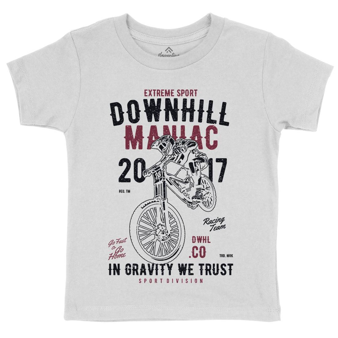 Downhill Maniac Kids Organic Crew Neck T-Shirt Bikes A644