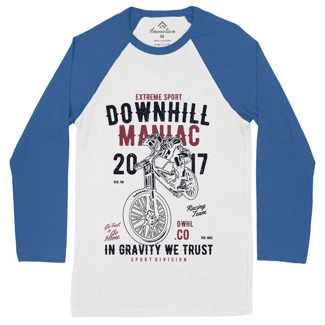 Downhill Maniac Mens Long Sleeve Baseball T-Shirt Bikes A644