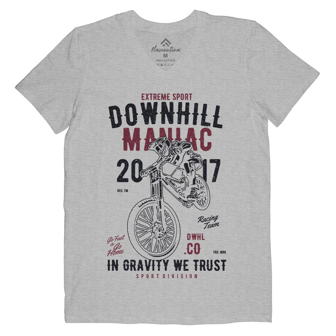 Downhill Maniac Mens V-Neck T-Shirt Bikes A644