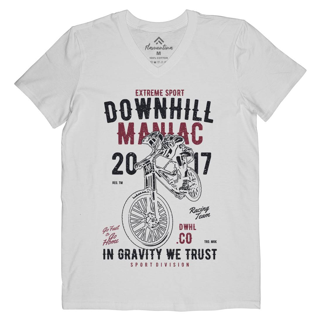 Downhill Maniac Mens Organic V-Neck T-Shirt Bikes A644