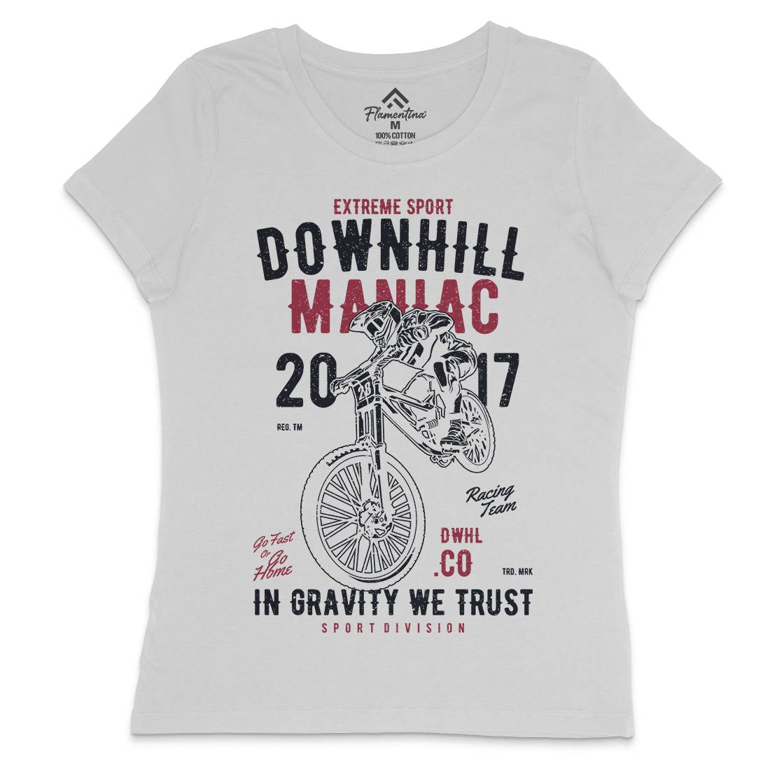 Downhill Maniac Womens Crew Neck T-Shirt Bikes A644
