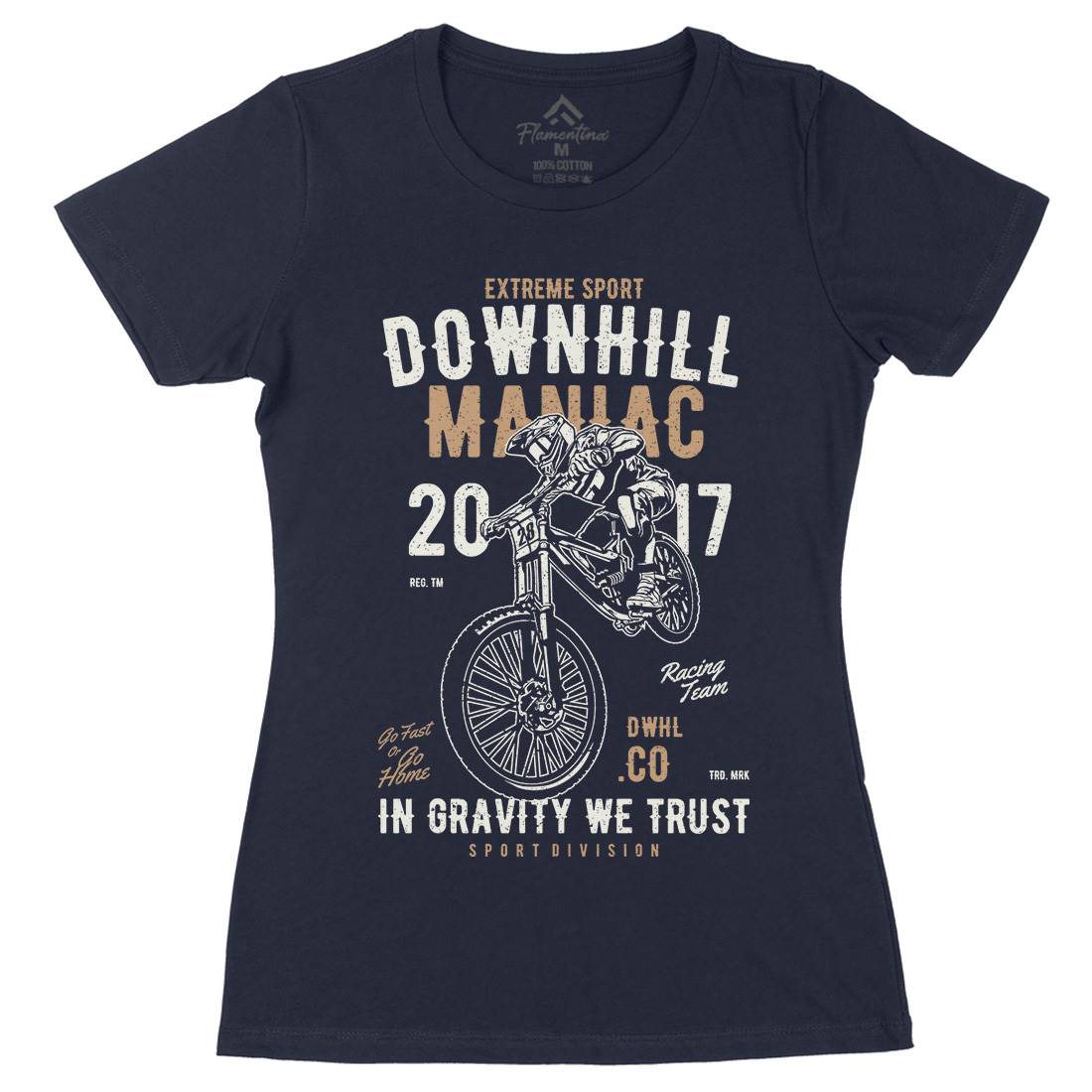Downhill Maniac Womens Organic Crew Neck T-Shirt Bikes A644