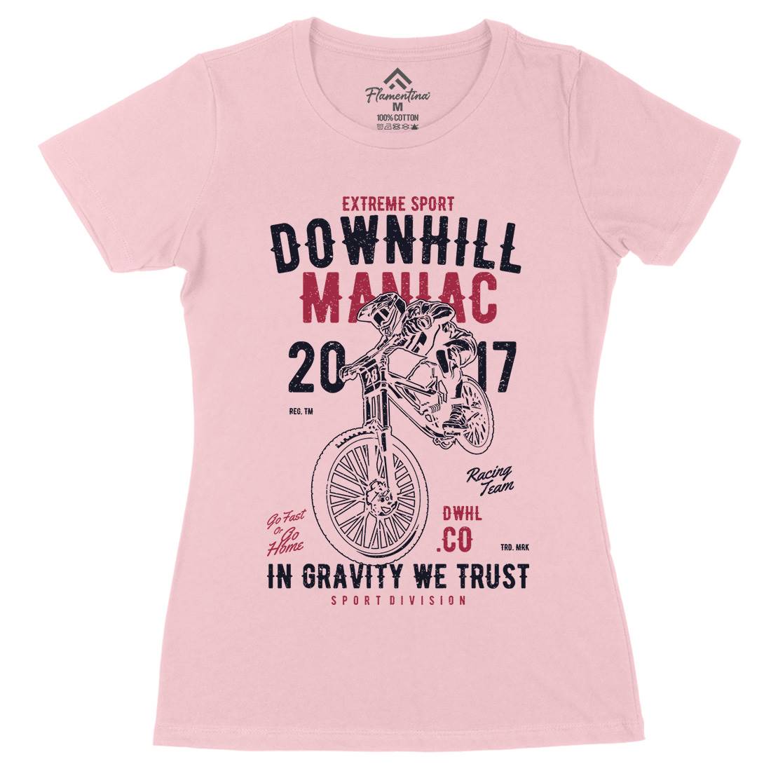 Downhill Maniac Womens Organic Crew Neck T-Shirt Bikes A644