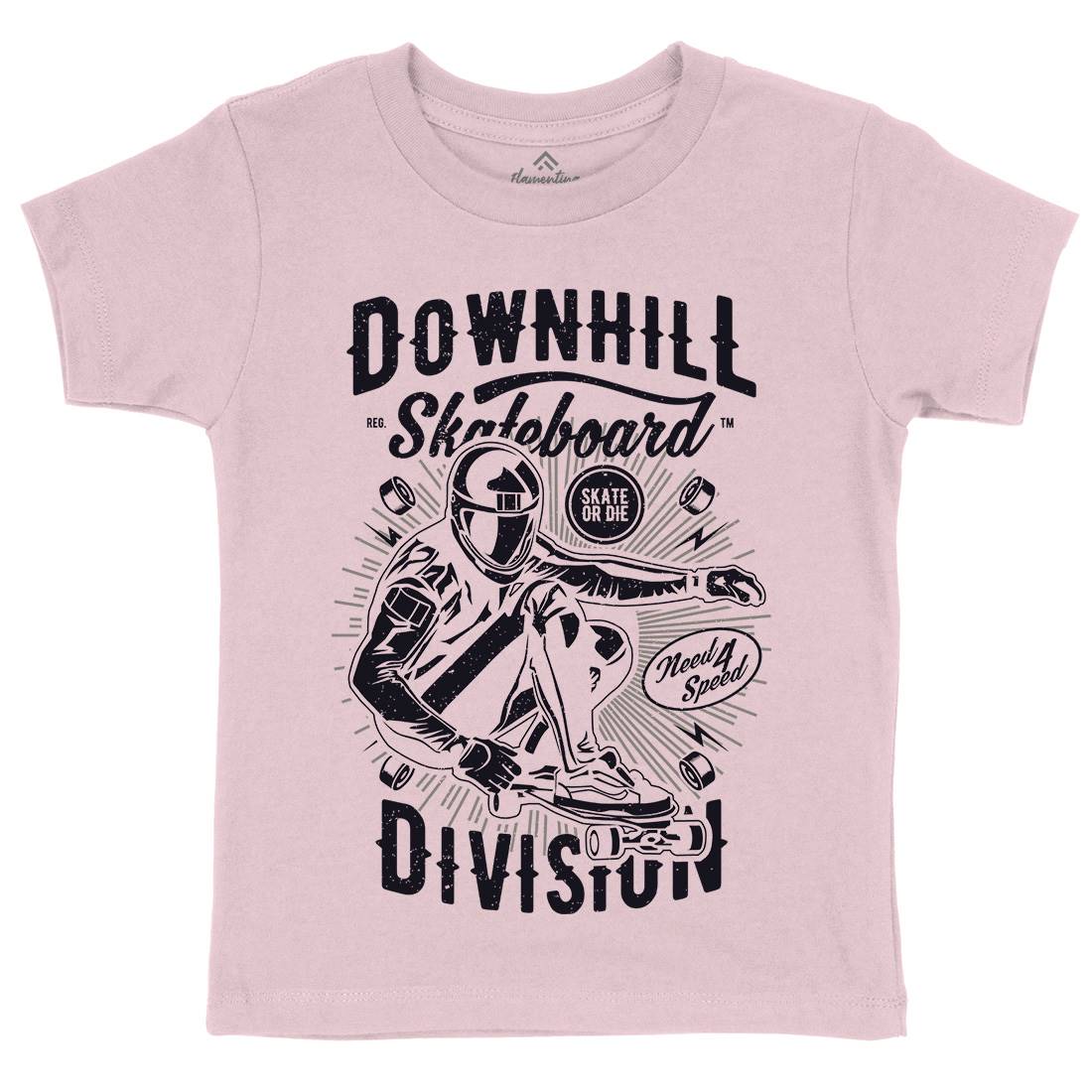 Downhill Skateboard Kids Crew Neck T-Shirt Skate A645