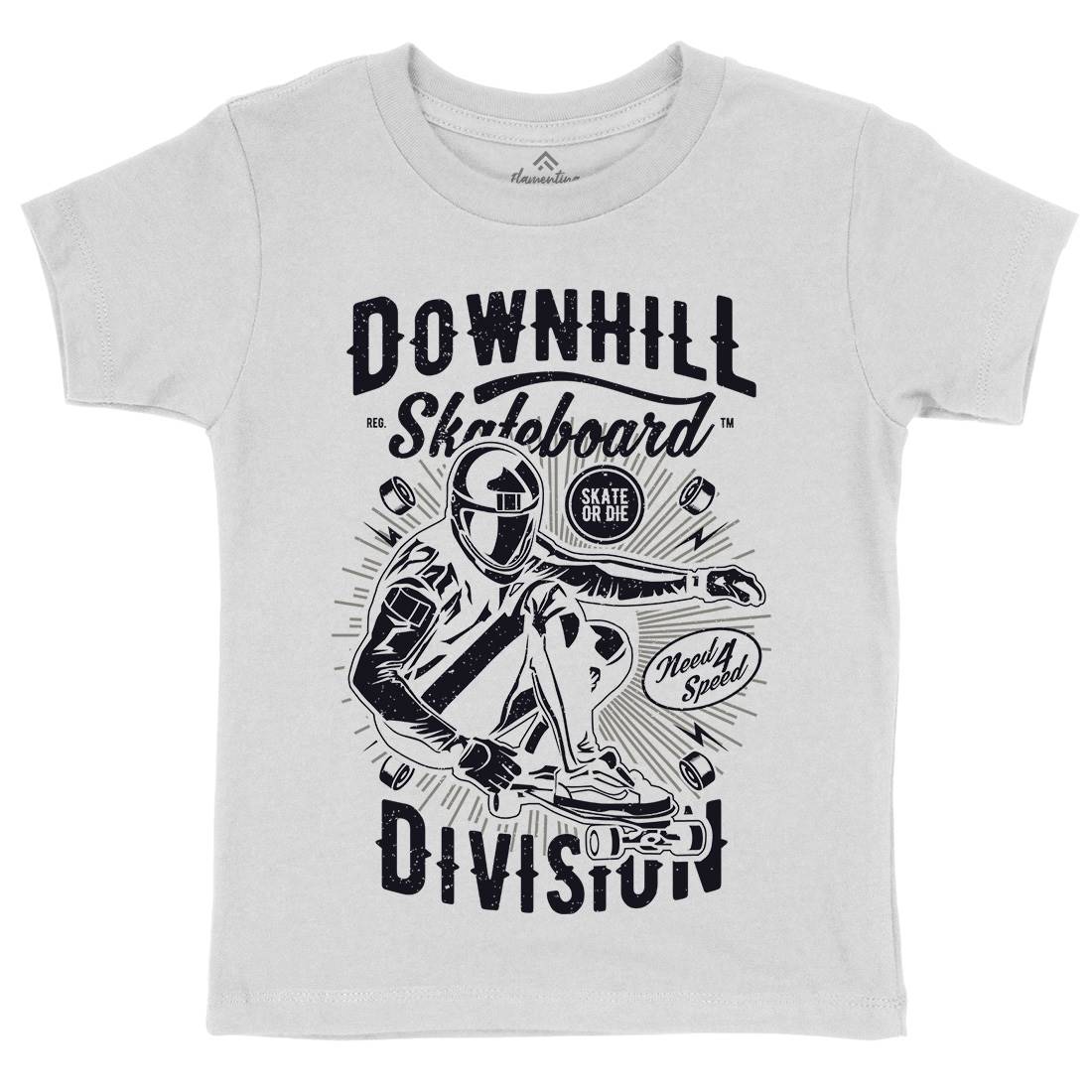 Downhill Skateboard Kids Organic Crew Neck T-Shirt Skate A645