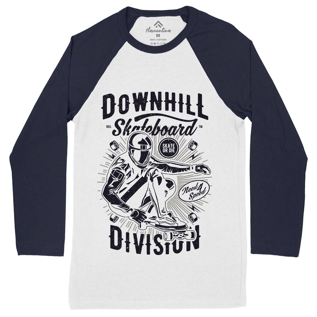 Downhill Skateboard Mens Long Sleeve Baseball T-Shirt Skate A645