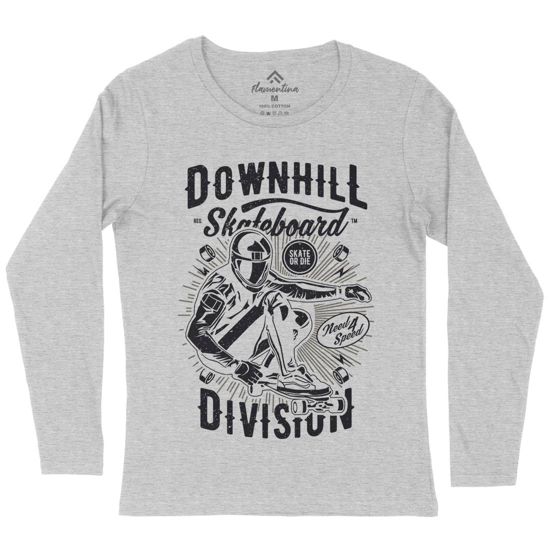 Downhill Skateboard Womens Long Sleeve T-Shirt Skate A645