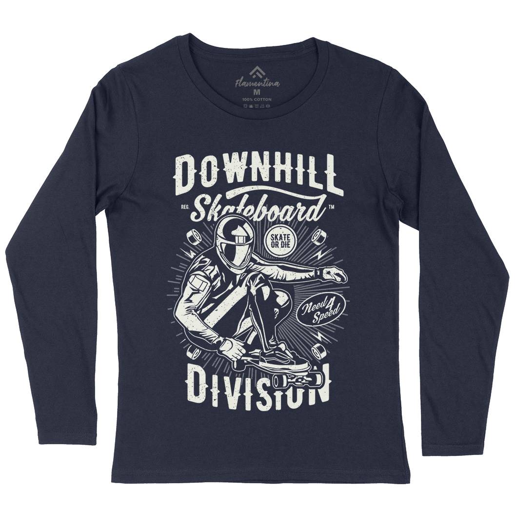 Downhill Skateboard Womens Long Sleeve T-Shirt Skate A645