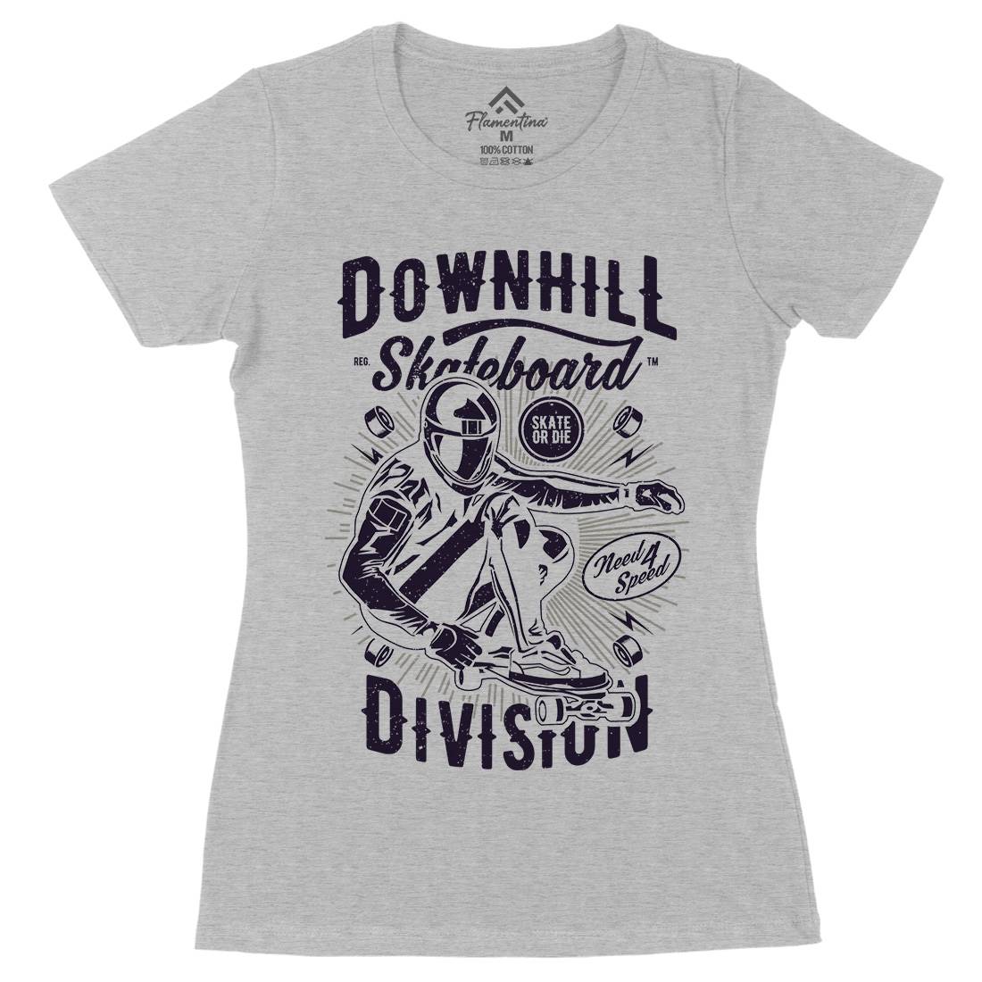 Downhill Skateboard Womens Organic Crew Neck T-Shirt Skate A645