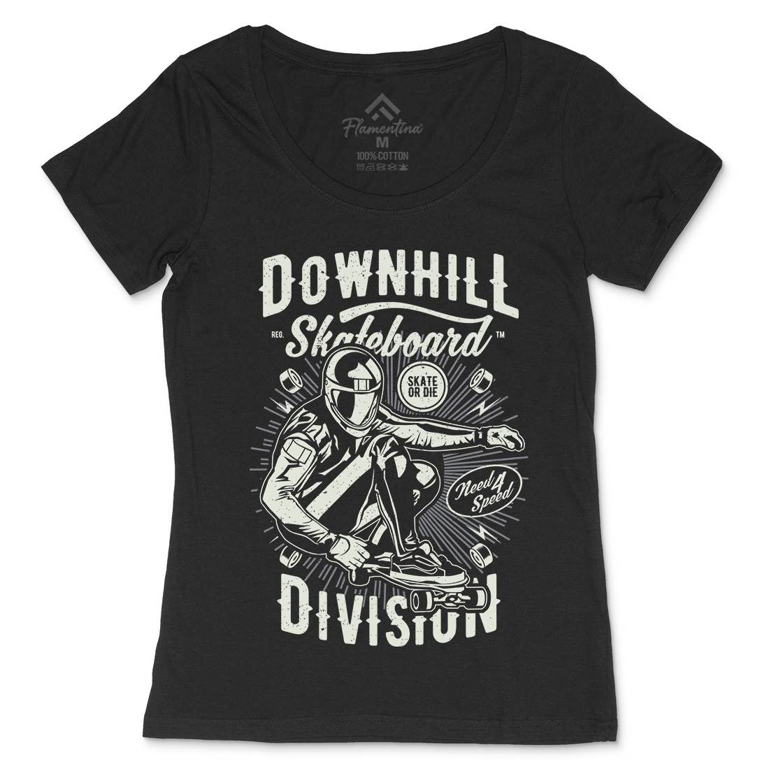 Downhill Skateboard Womens Scoop Neck T-Shirt Skate A645