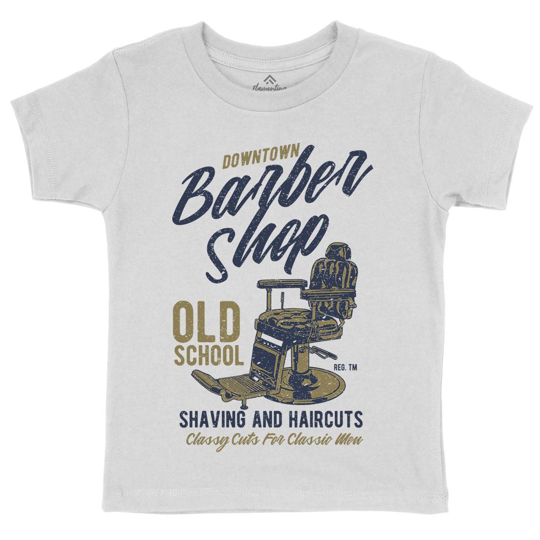 Downtown Barbershop Kids Organic Crew Neck T-Shirt Barber A646
