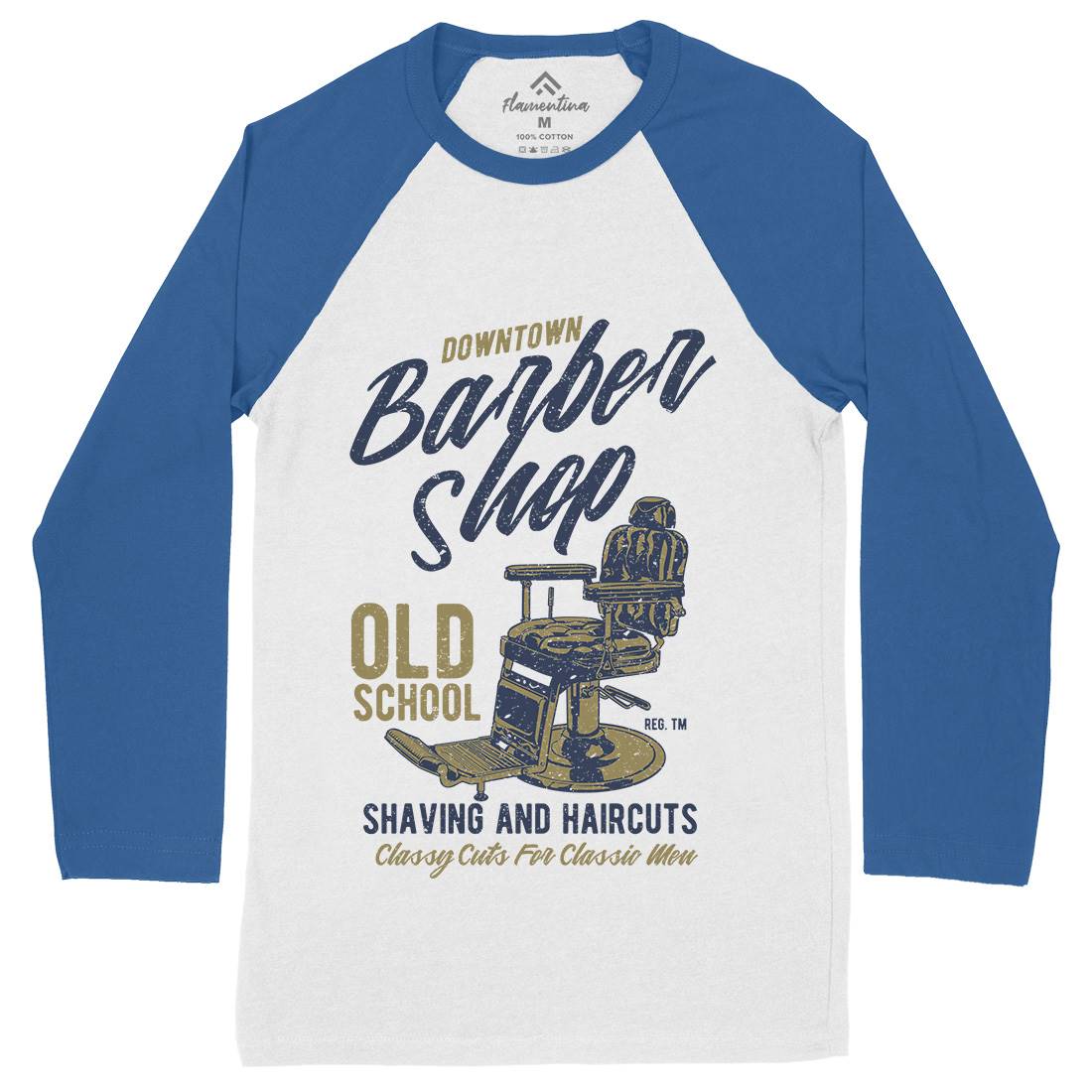 Downtown Barbershop Mens Long Sleeve Baseball T-Shirt Barber A646