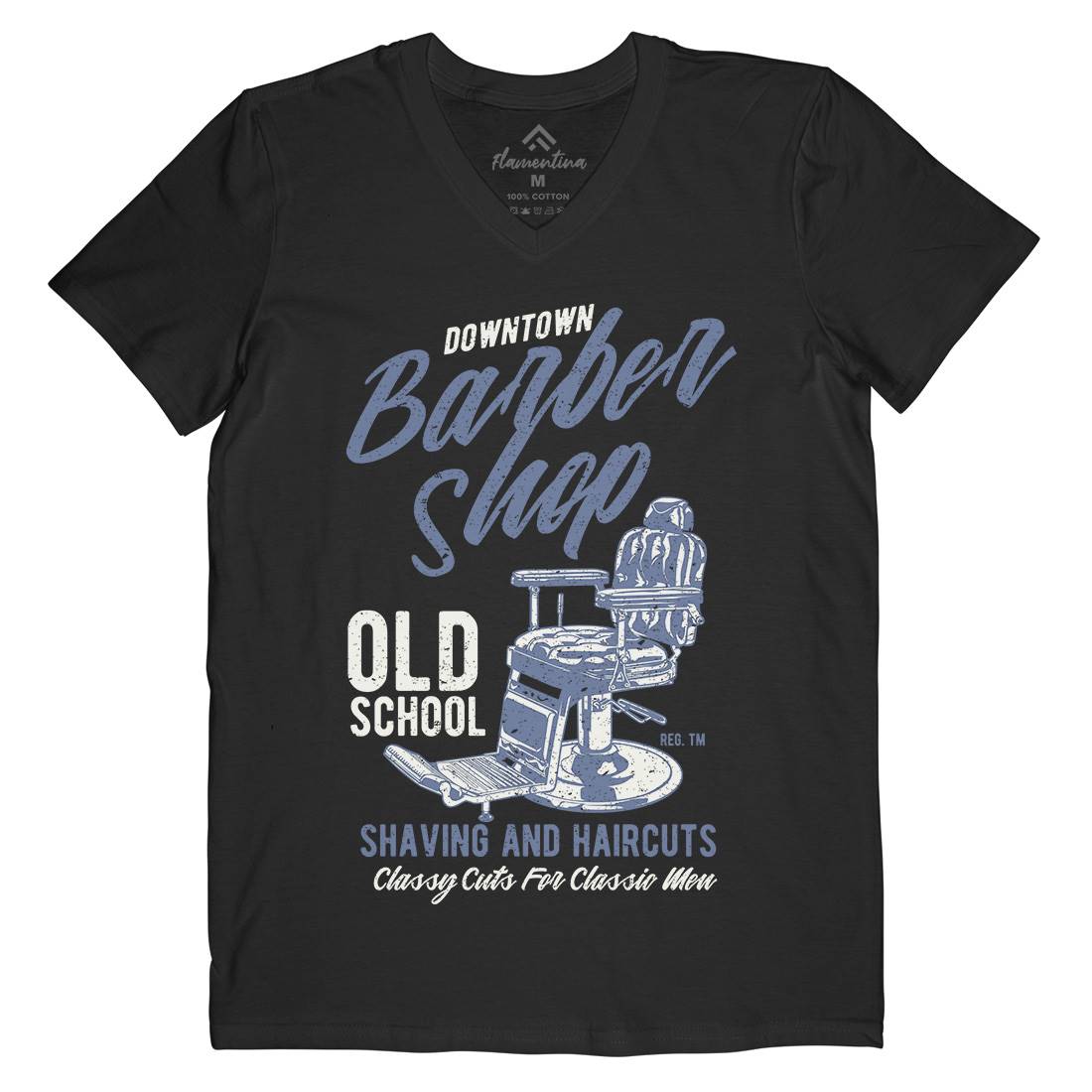 Downtown Barbershop Mens V-Neck T-Shirt Barber A646