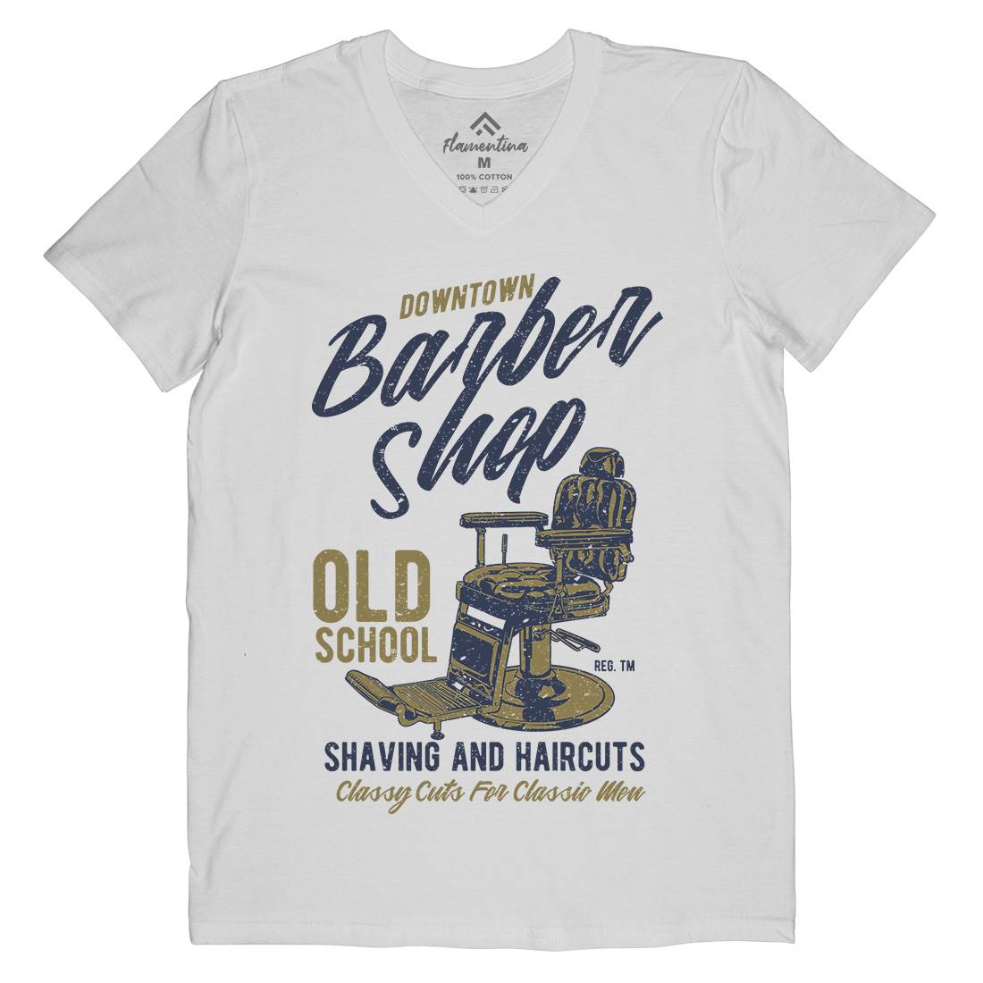 Downtown Barbershop Mens V-Neck T-Shirt Barber A646