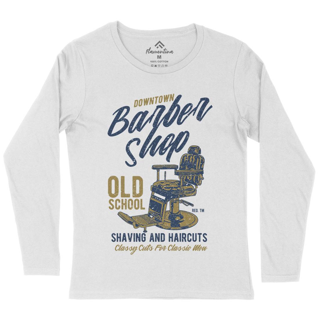 Downtown Barbershop Womens Long Sleeve T-Shirt Barber A646