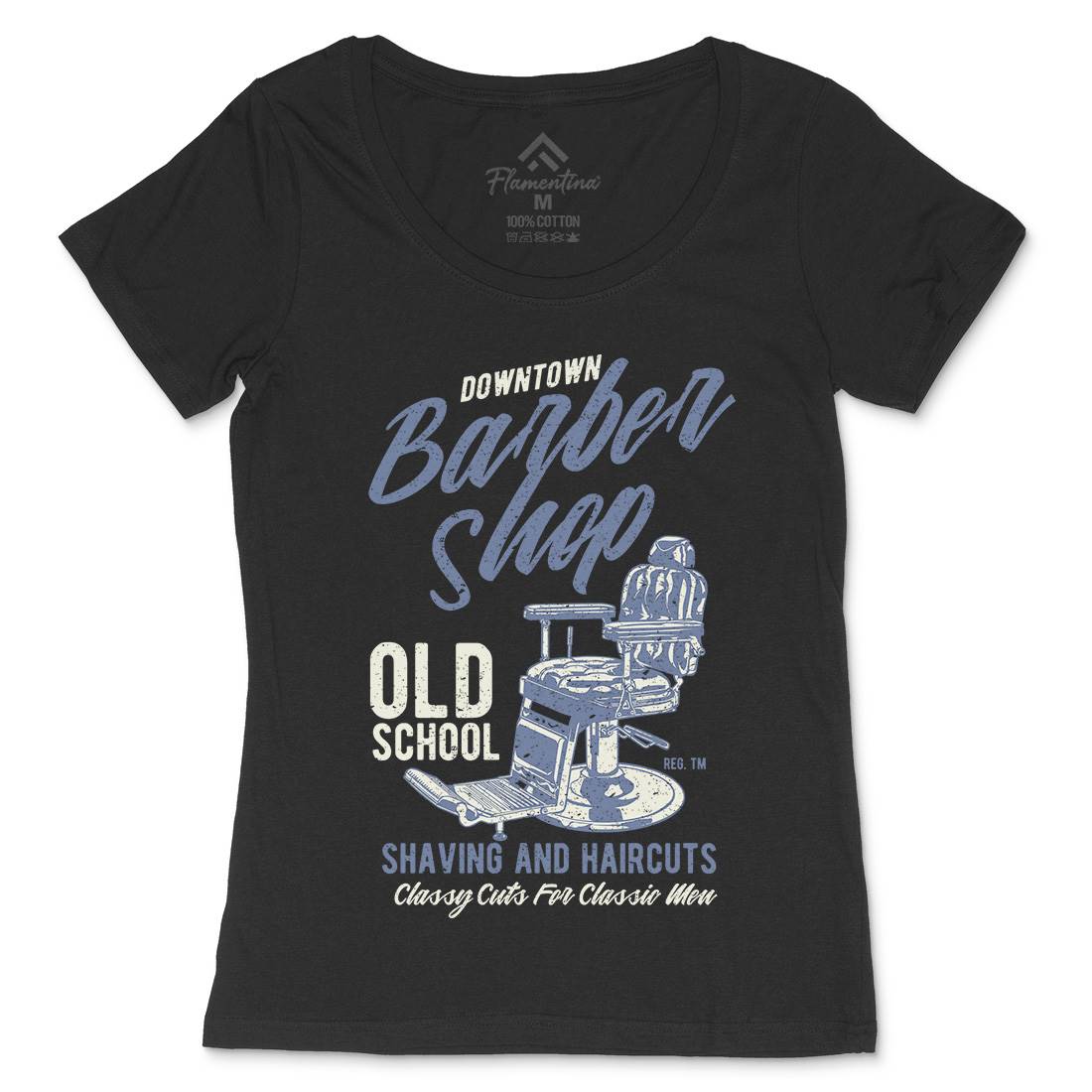 Downtown Barbershop Womens Scoop Neck T-Shirt Barber A646
