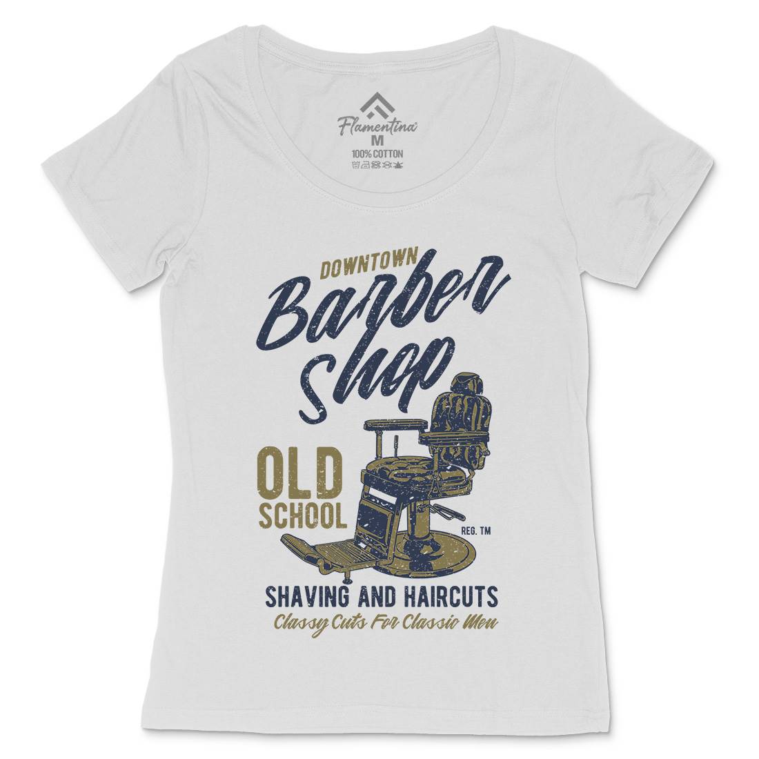Downtown Barbershop Womens Scoop Neck T-Shirt Barber A646