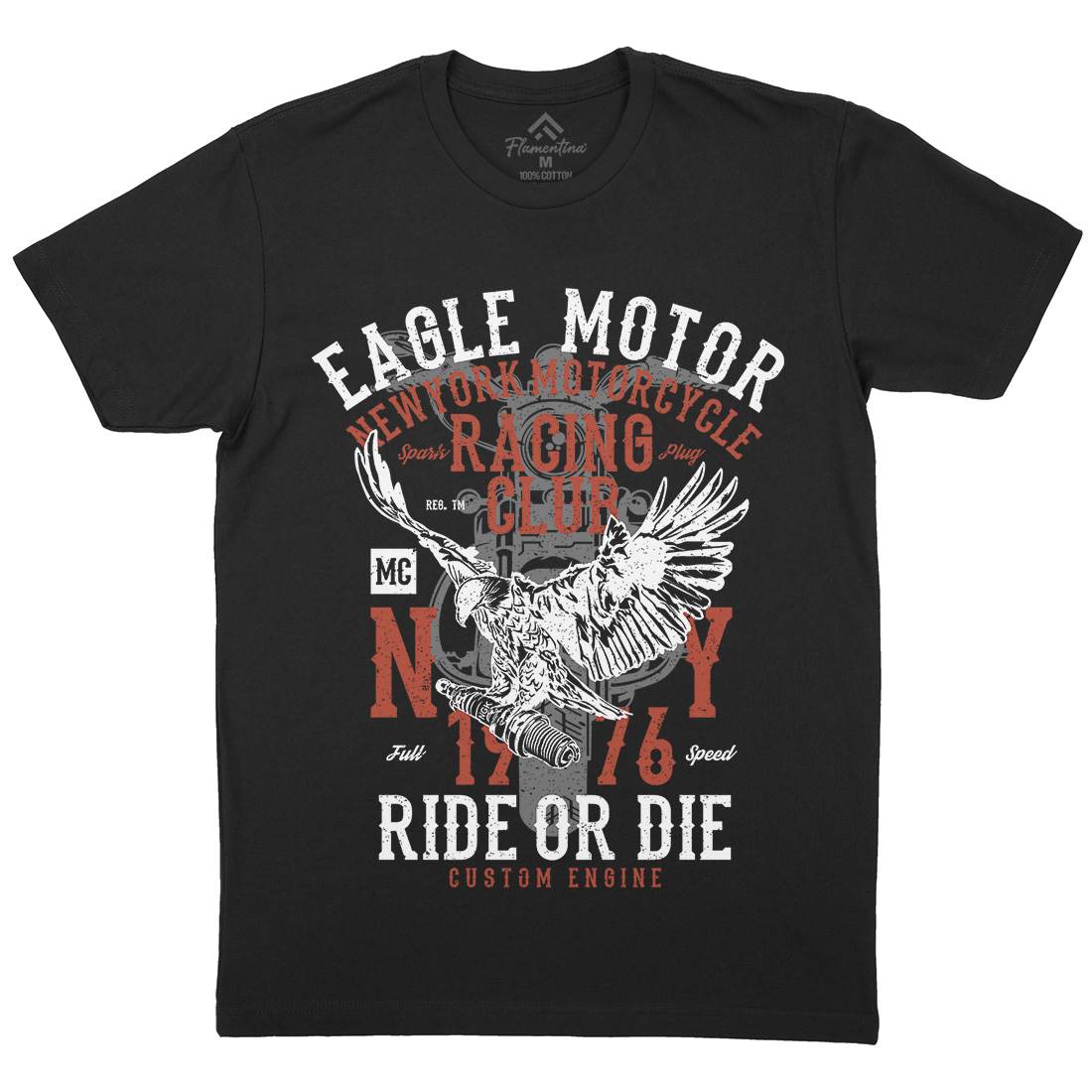 Eagle Motor Mens Organic Crew Neck T-Shirt Motorcycles A647