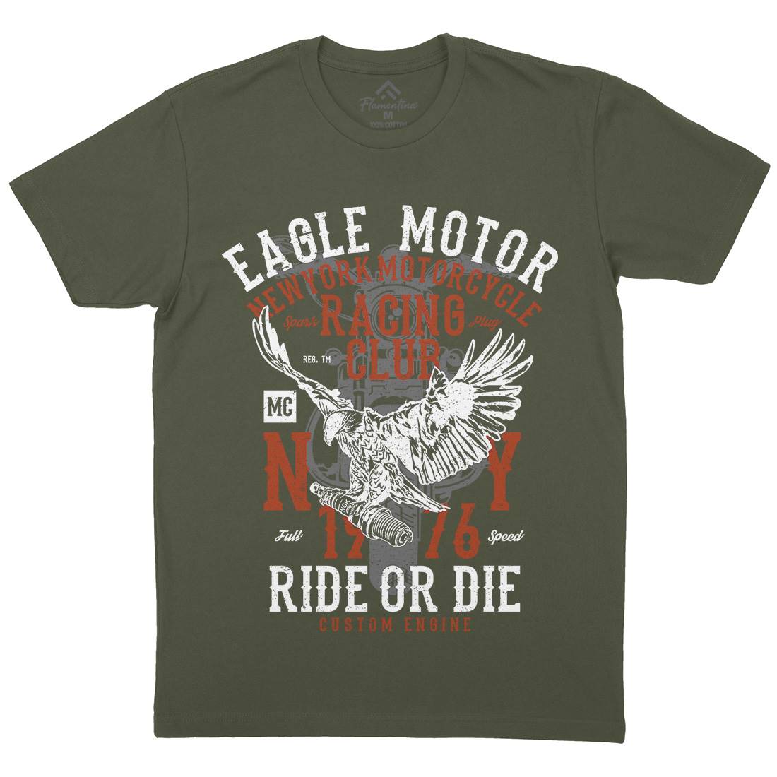 Eagle Motor Mens Crew Neck T-Shirt Motorcycles A647