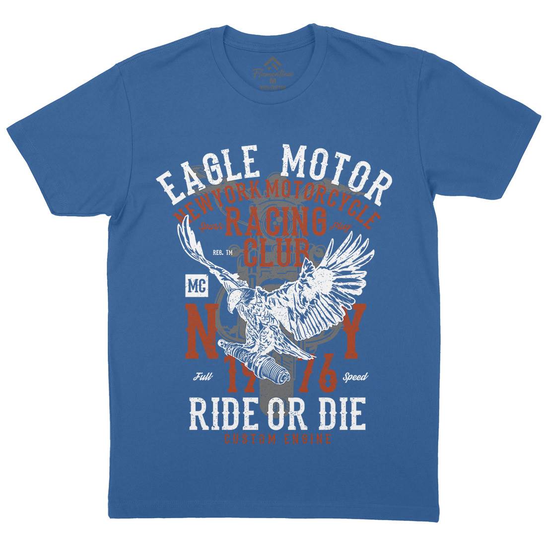 Eagle Motor Mens Organic Crew Neck T-Shirt Motorcycles A647
