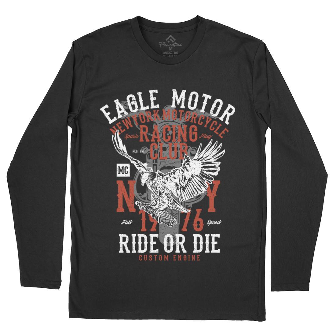 Eagle Motor Mens Long Sleeve T-Shirt Motorcycles A647