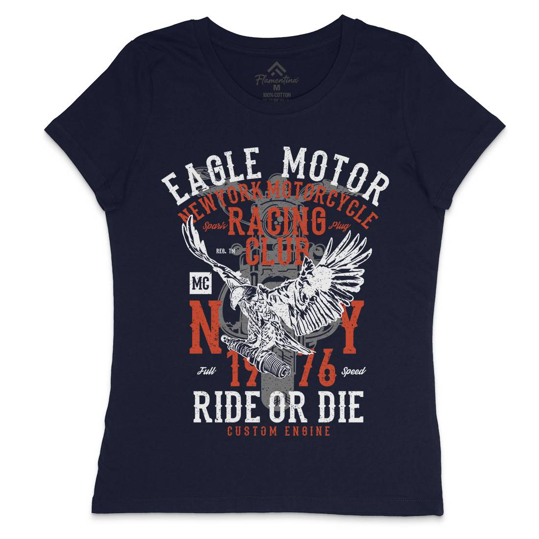 Eagle Motor Womens Crew Neck T-Shirt Motorcycles A647