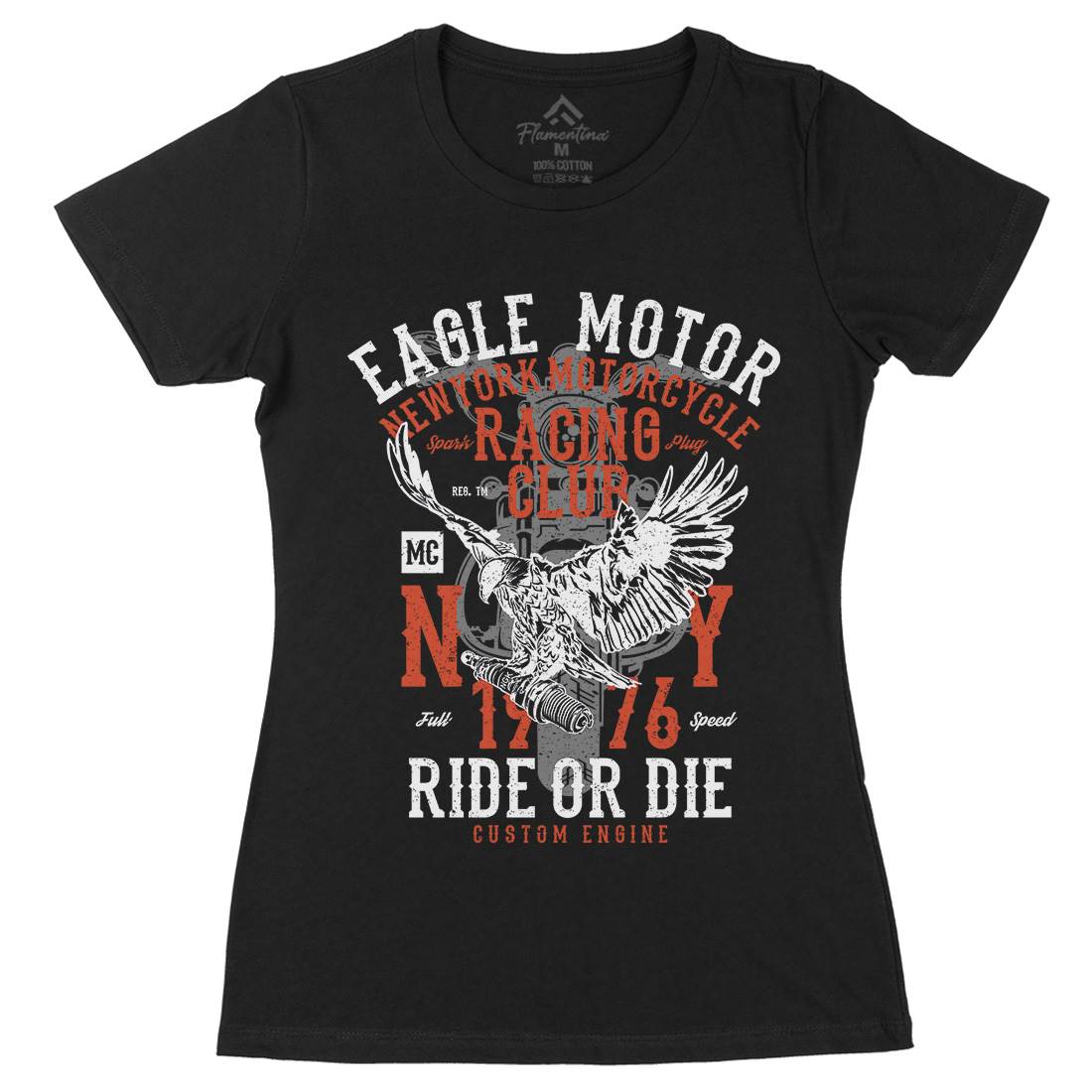 Eagle Motor Womens Organic Crew Neck T-Shirt Motorcycles A647