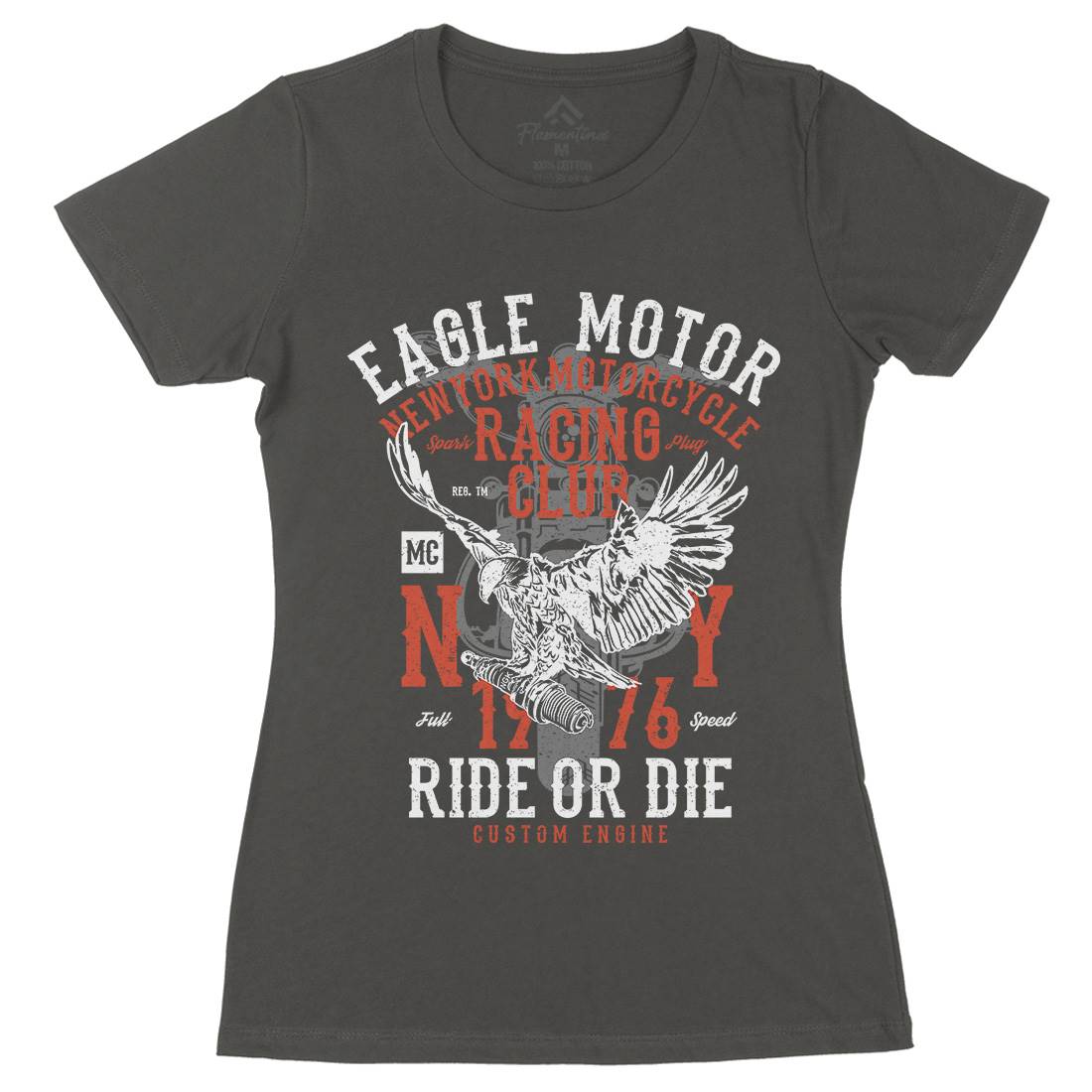 Eagle Motor Womens Organic Crew Neck T-Shirt Motorcycles A647