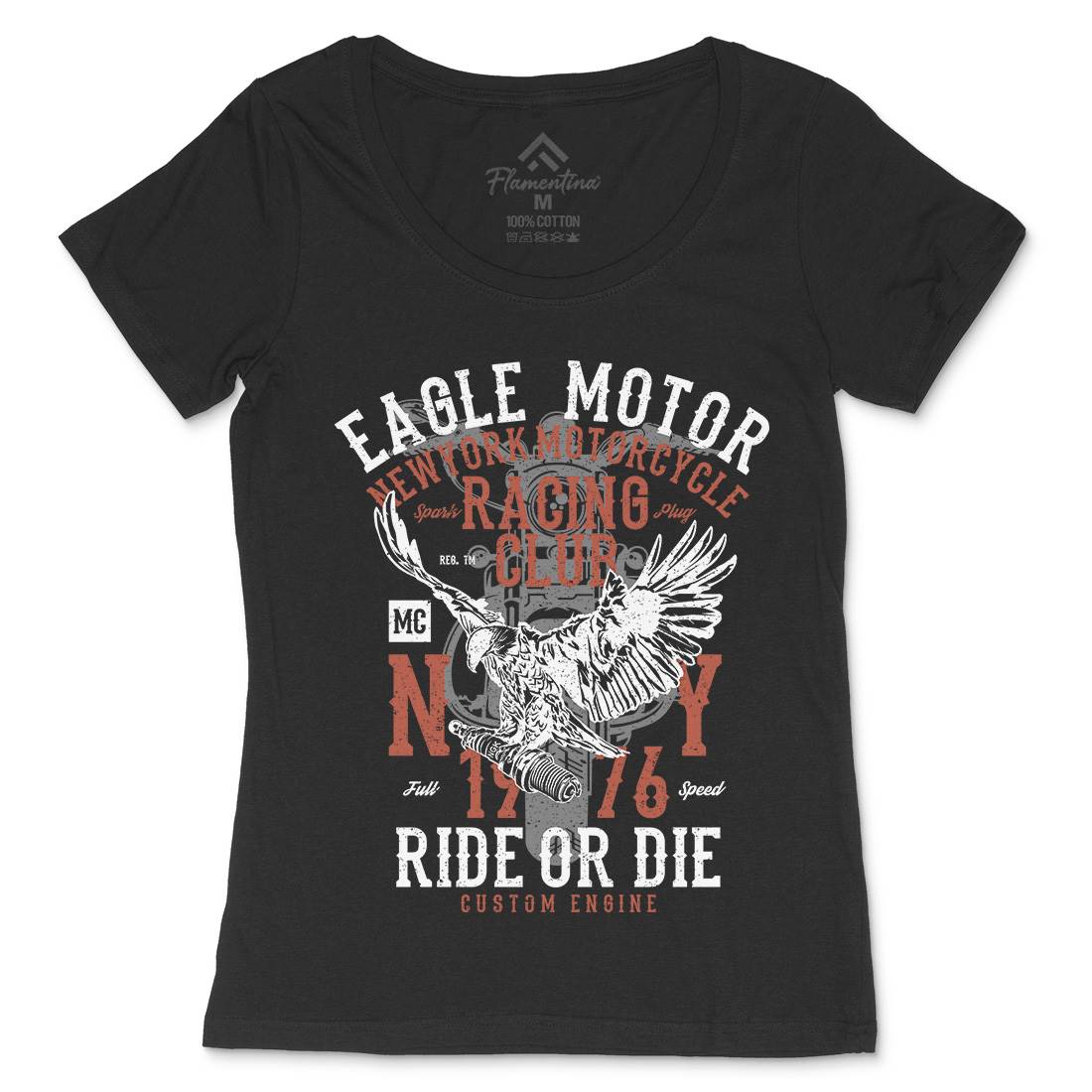 Eagle Motor Womens Scoop Neck T-Shirt Motorcycles A647