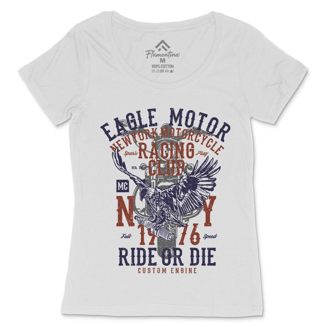 Eagle Motor Womens Scoop Neck T-Shirt Motorcycles A647
