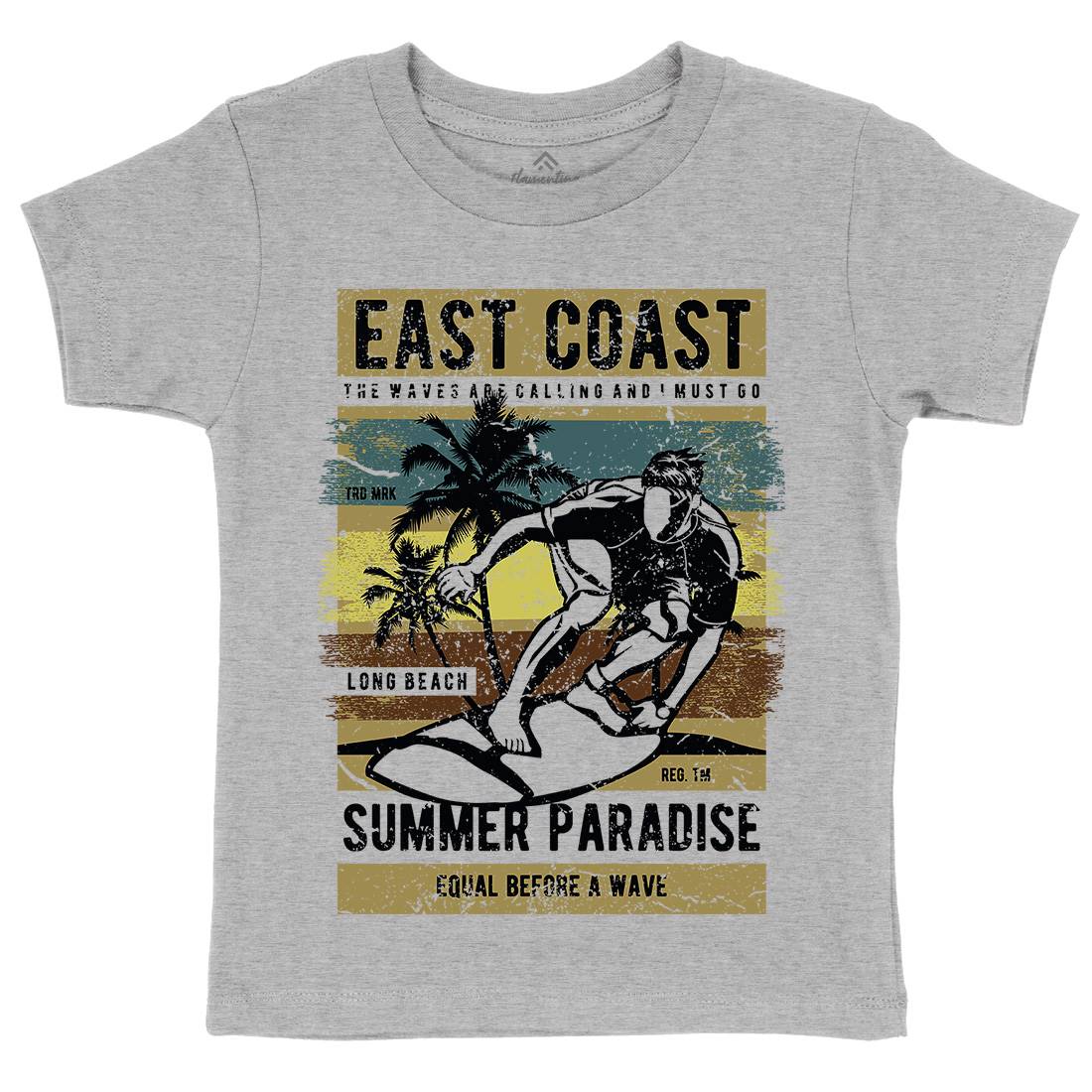 East Coast Surfing Kids Organic Crew Neck T-Shirt Surf A648