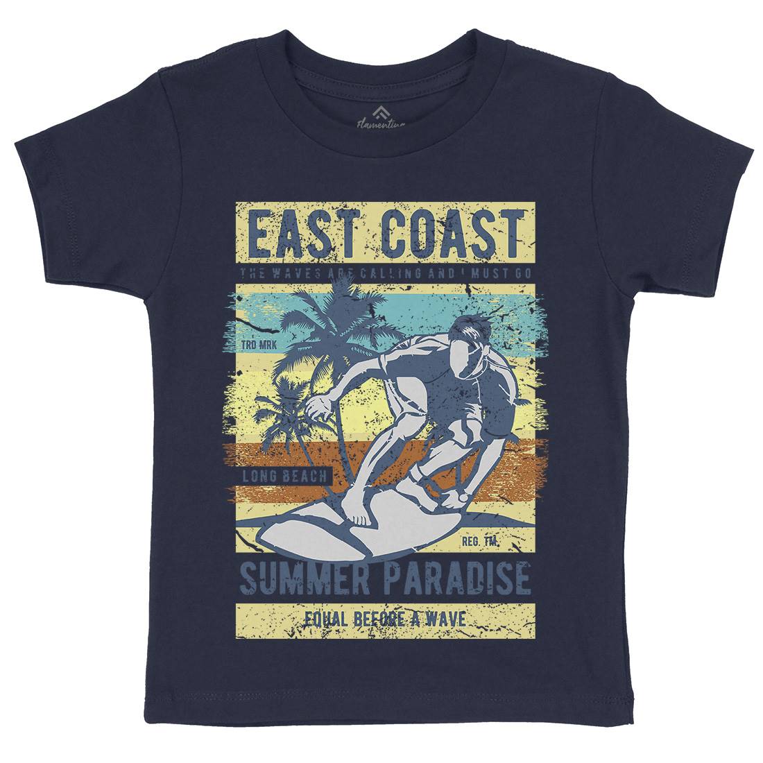 East Coast Surfing Kids Organic Crew Neck T-Shirt Surf A648
