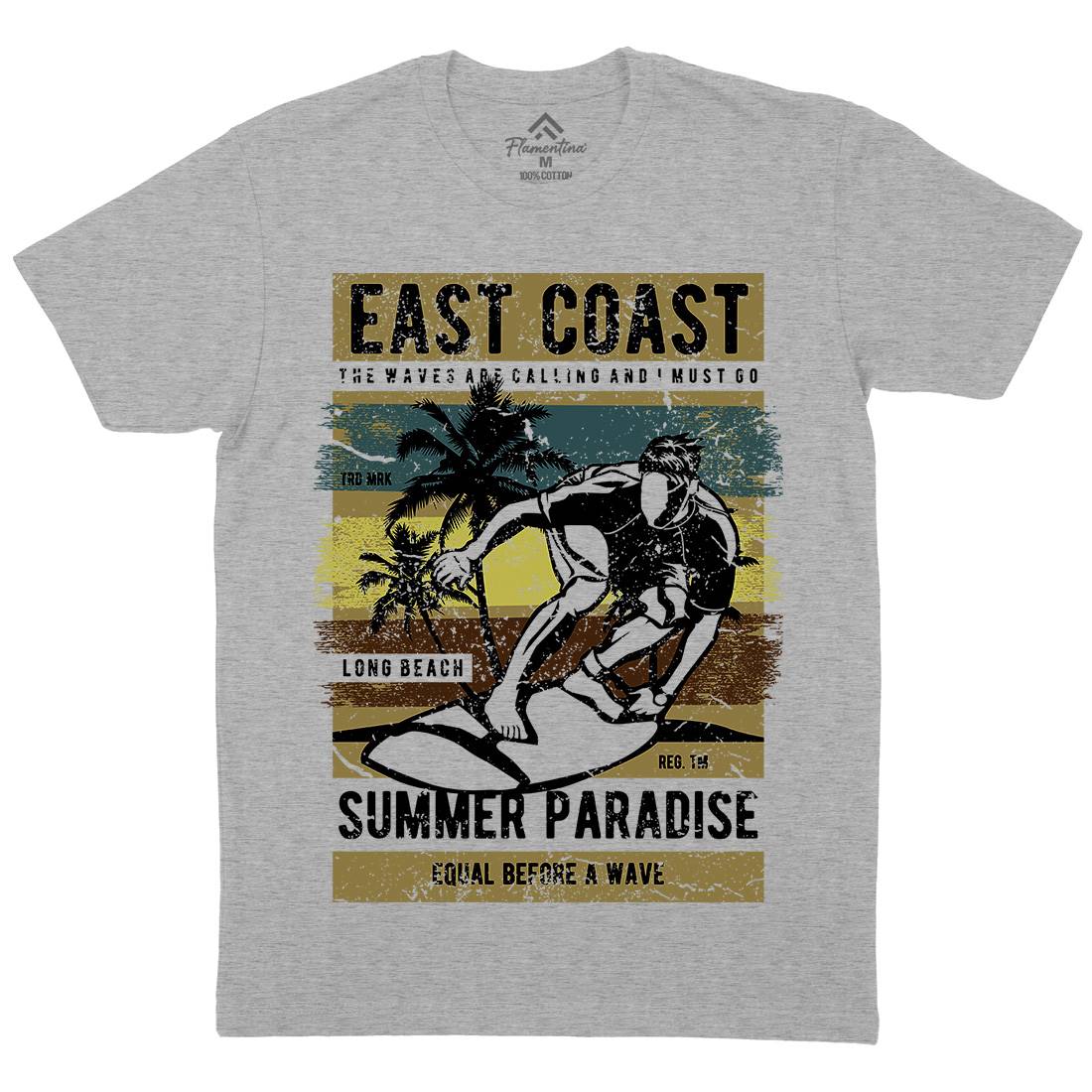 East Coast Surfing Mens Crew Neck T-Shirt Surf A648