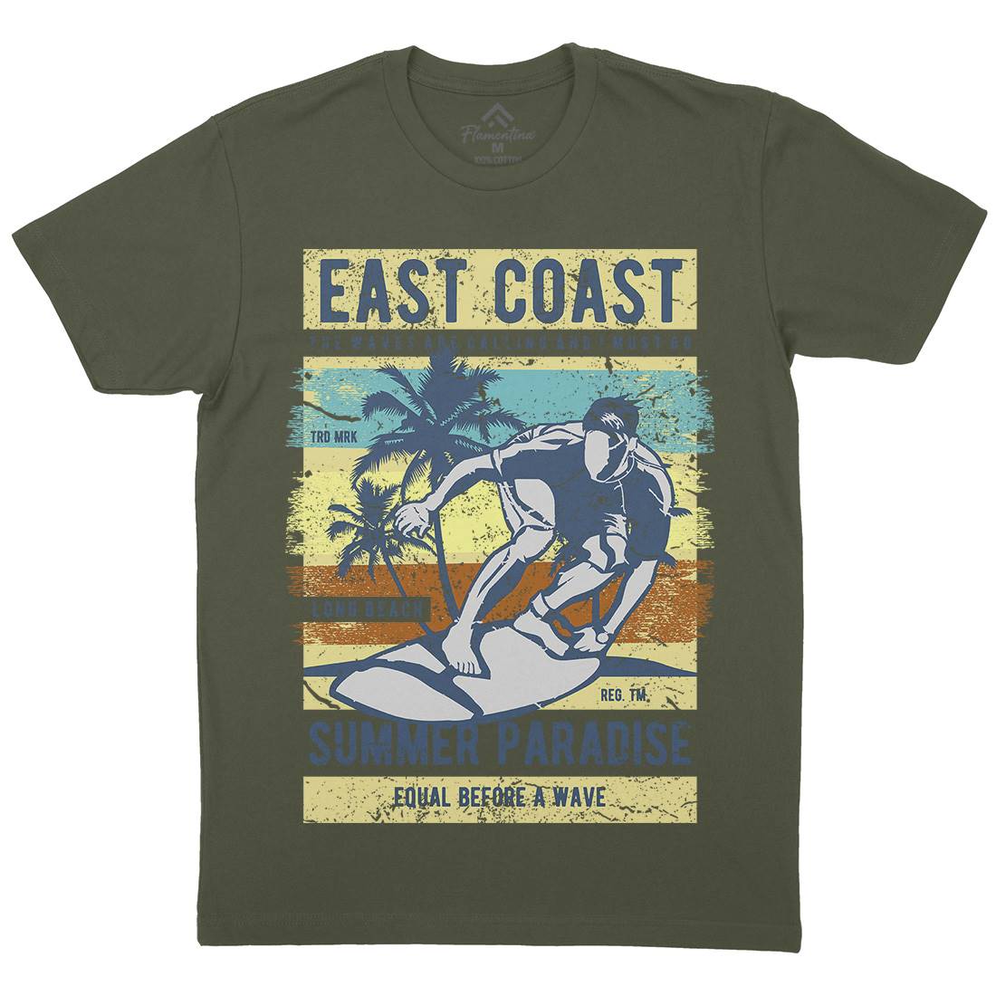 East Coast Surfing Mens Crew Neck T-Shirt Surf A648
