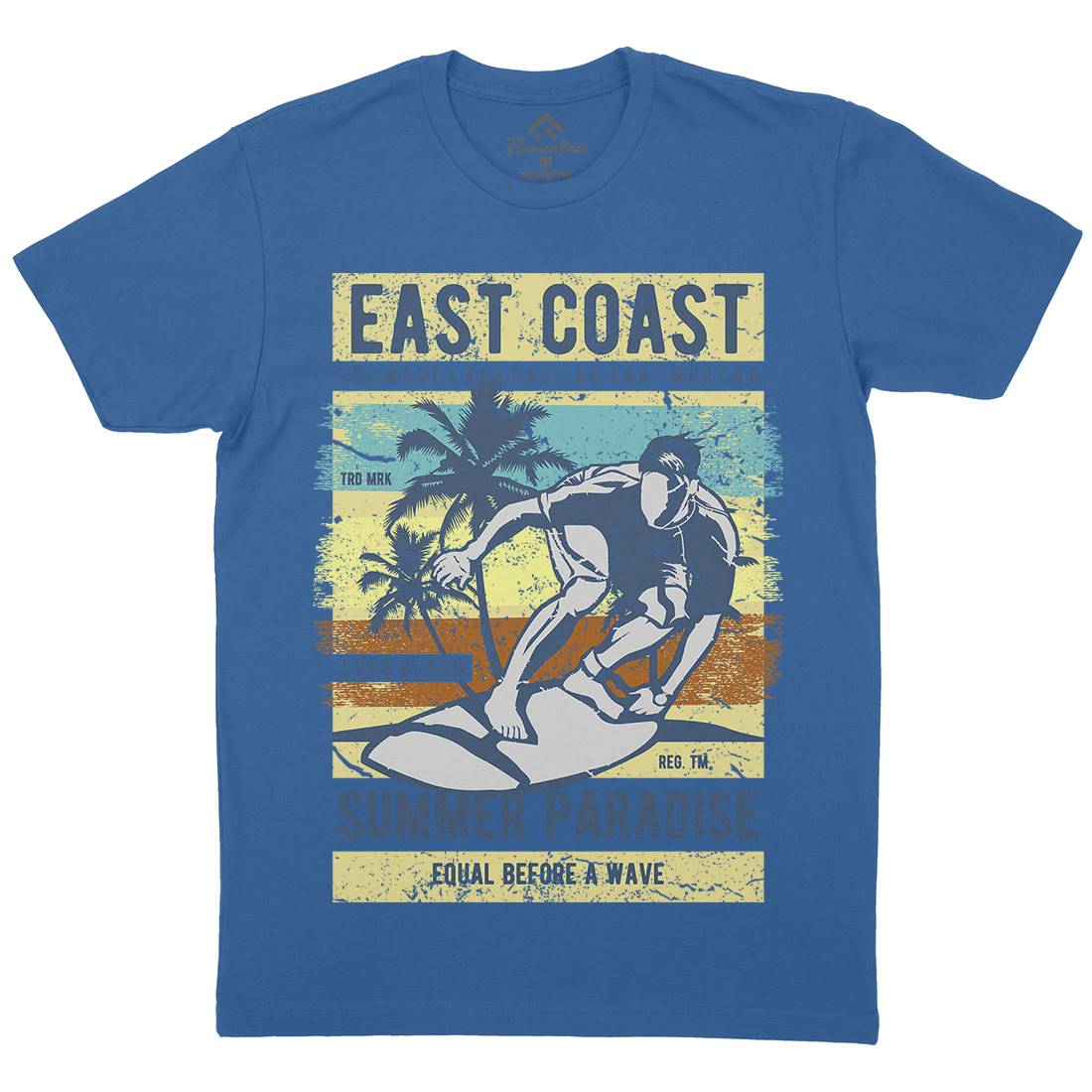 East Coast Surfing Mens Organic Crew Neck T-Shirt Surf A648