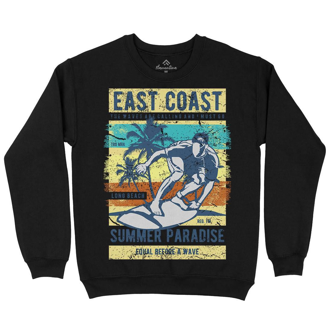 East Coast Surfing Mens Crew Neck Sweatshirt Surf A648