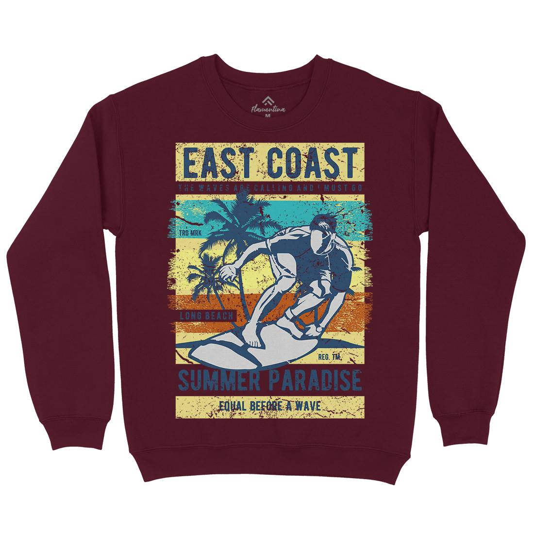 East Coast Surfing Mens Crew Neck Sweatshirt Surf A648