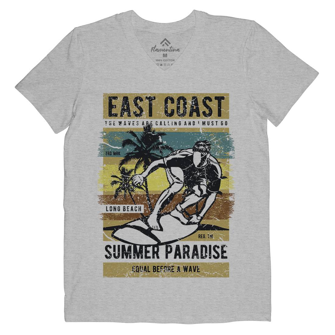 East Coast Surfing Mens V-Neck T-Shirt Surf A648