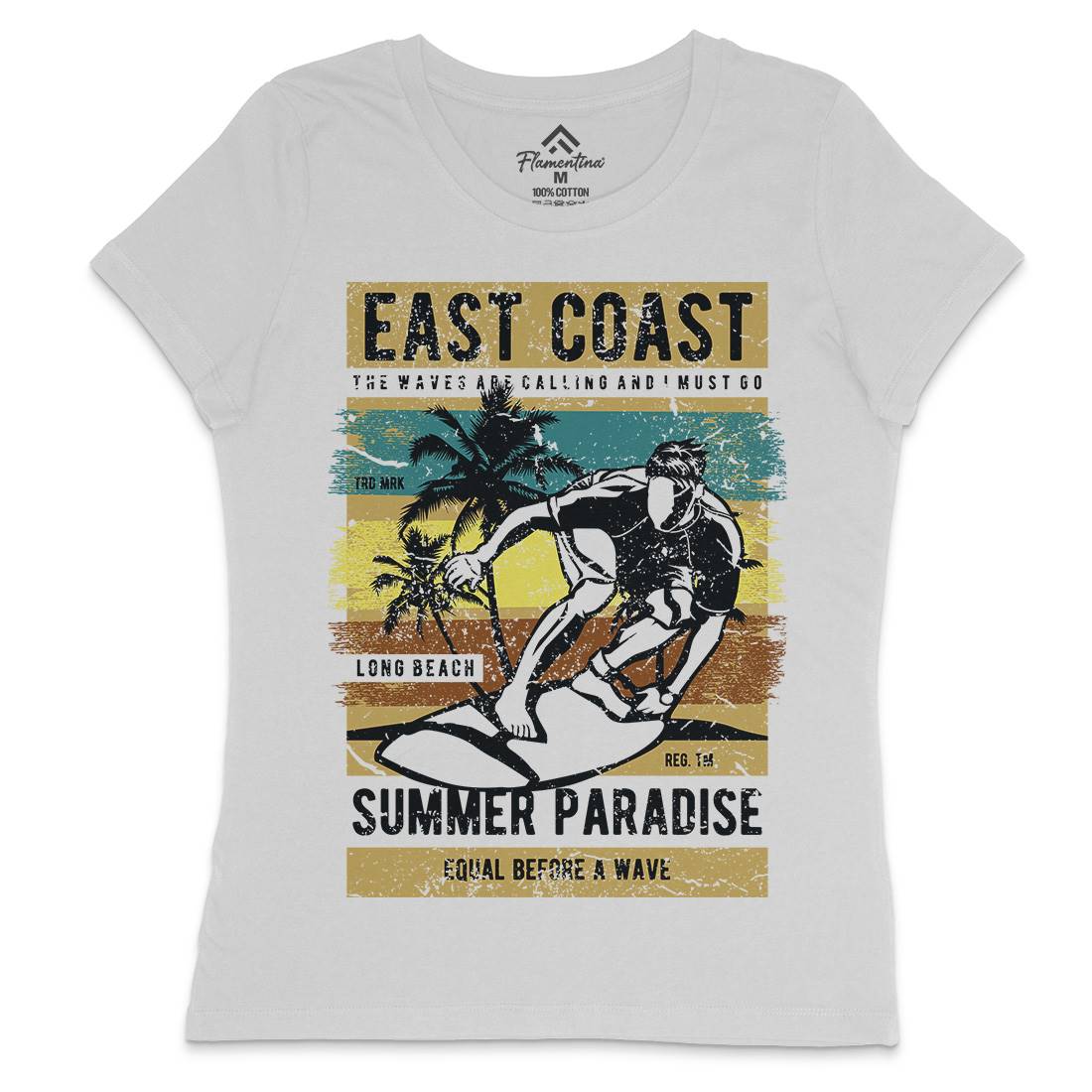 East Coast Surfing Womens Crew Neck T-Shirt Surf A648