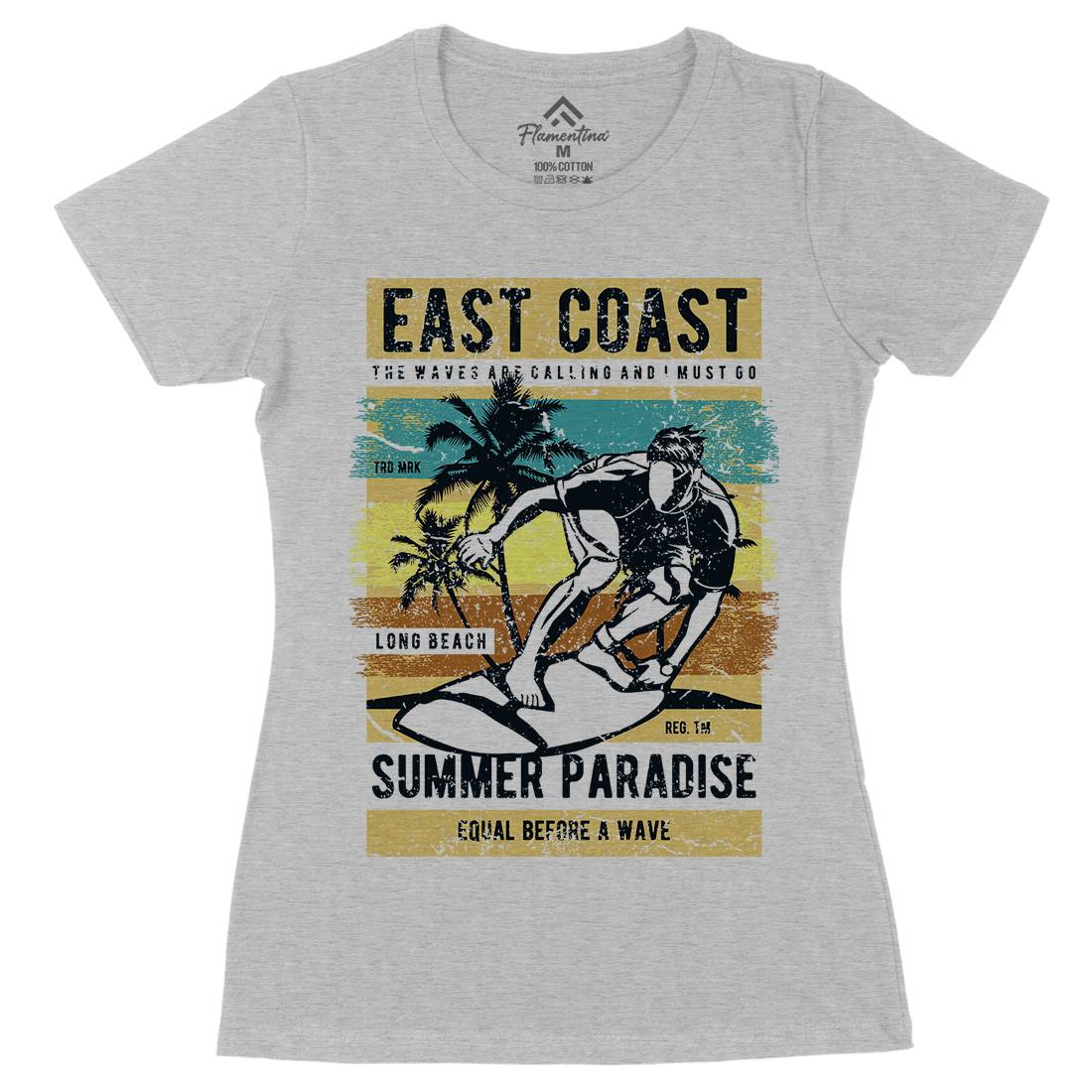 East Coast Surfing Womens Organic Crew Neck T-Shirt Surf A648