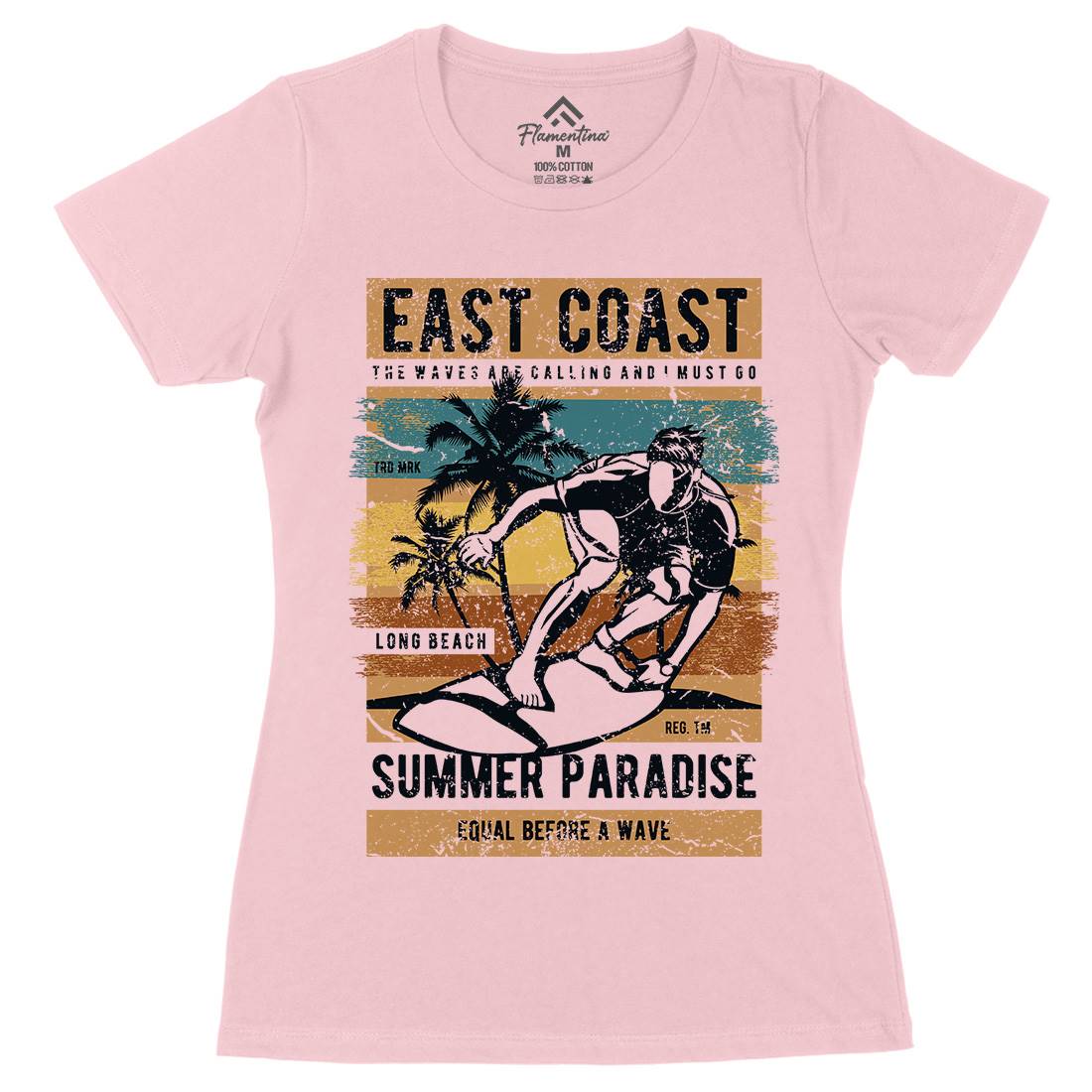 East Coast Surfing Womens Organic Crew Neck T-Shirt Surf A648