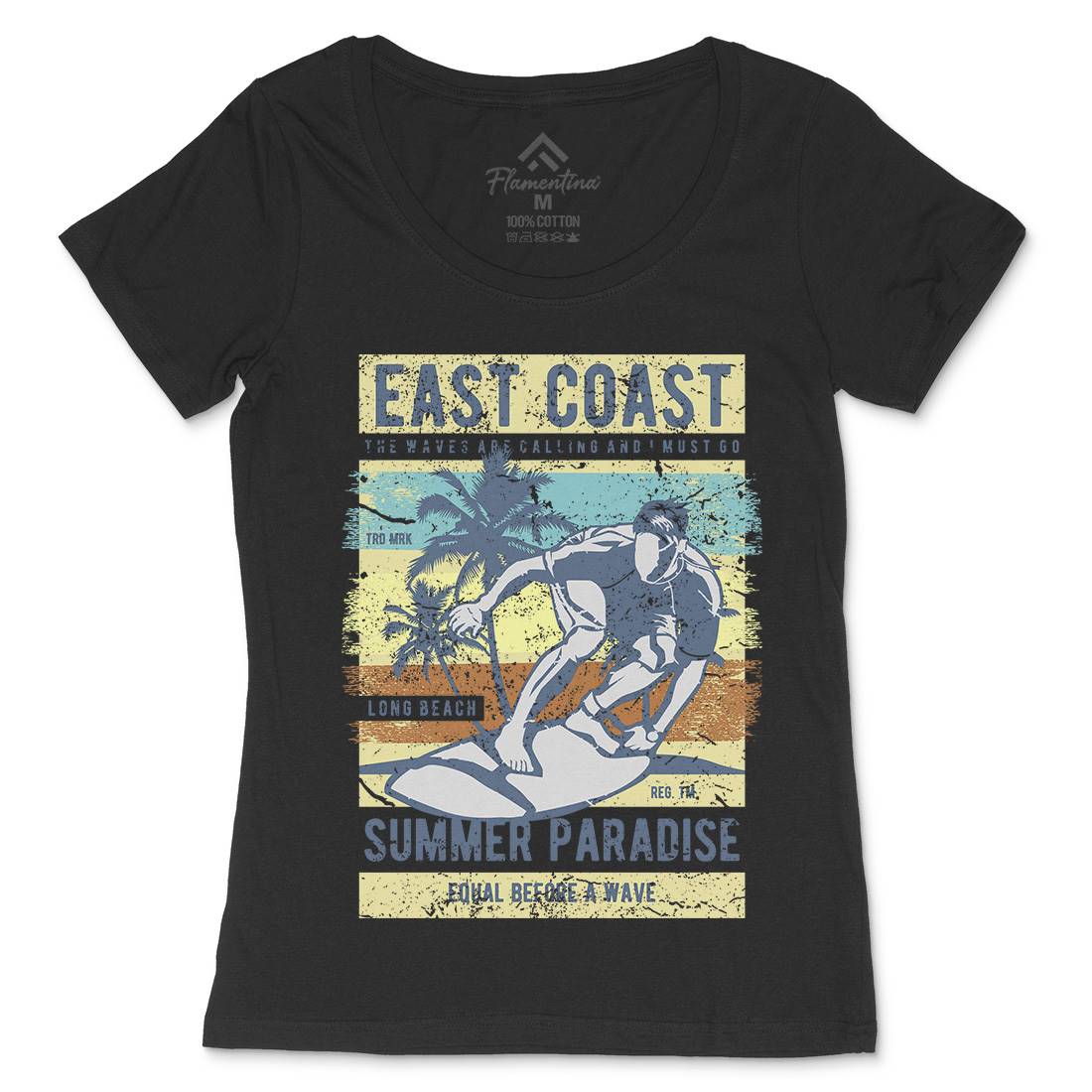 East Coast Surfing Womens Scoop Neck T-Shirt Surf A648