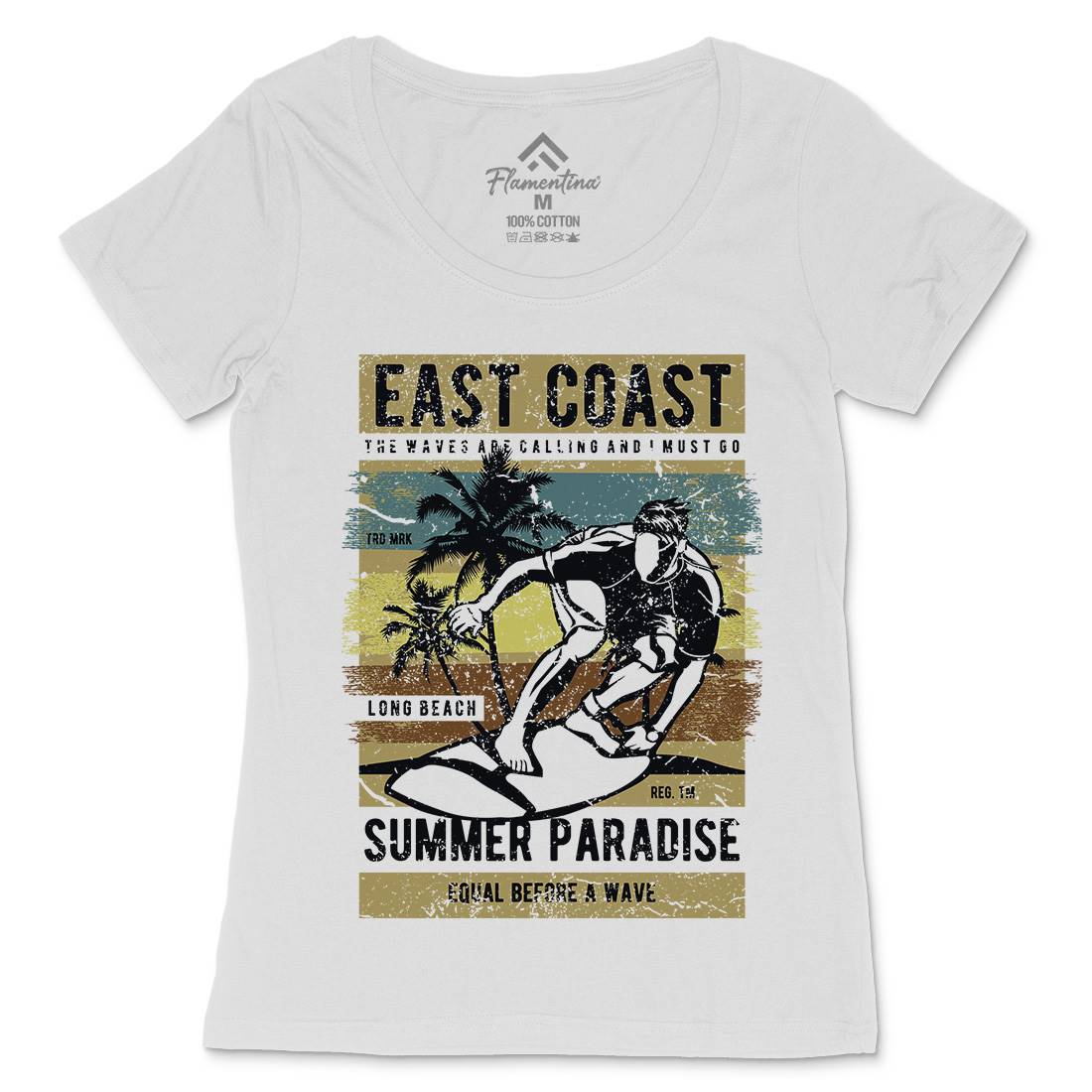 East Coast Surfing Womens Scoop Neck T-Shirt Surf A648