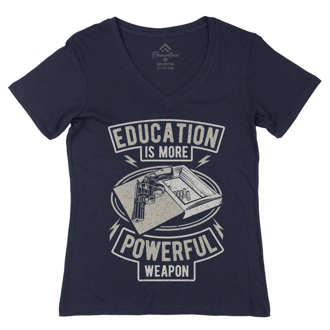 Education Womens Organic V-Neck T-Shirt Quotes A649