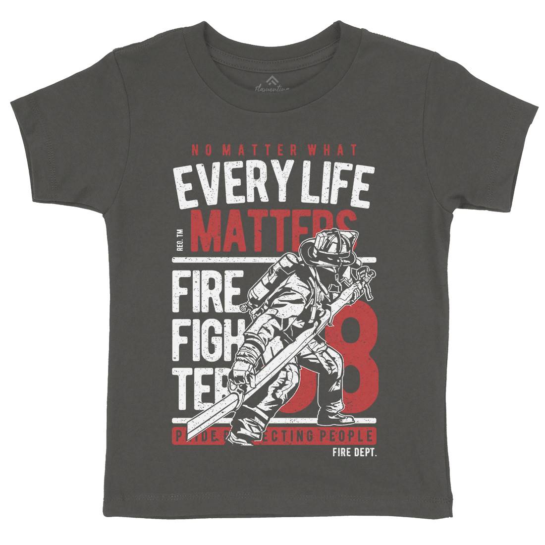 Every Life Matters Kids Crew Neck T-Shirt Firefighters A650