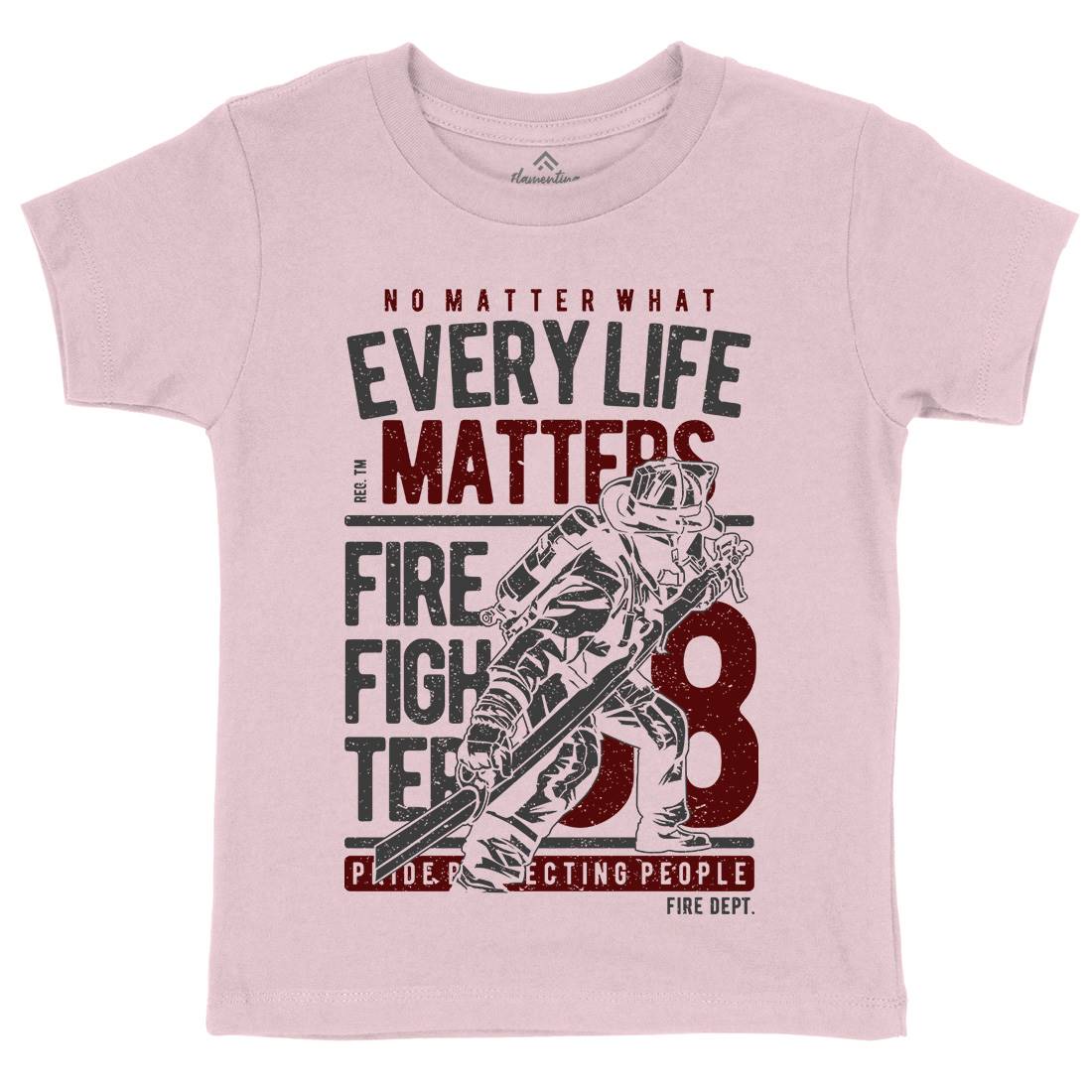 Every Life Matters Kids Organic Crew Neck T-Shirt Firefighters A650