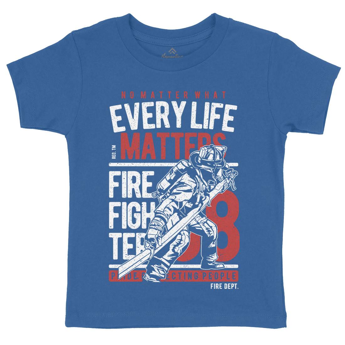 Every Life Matters Kids Crew Neck T-Shirt Firefighters A650
