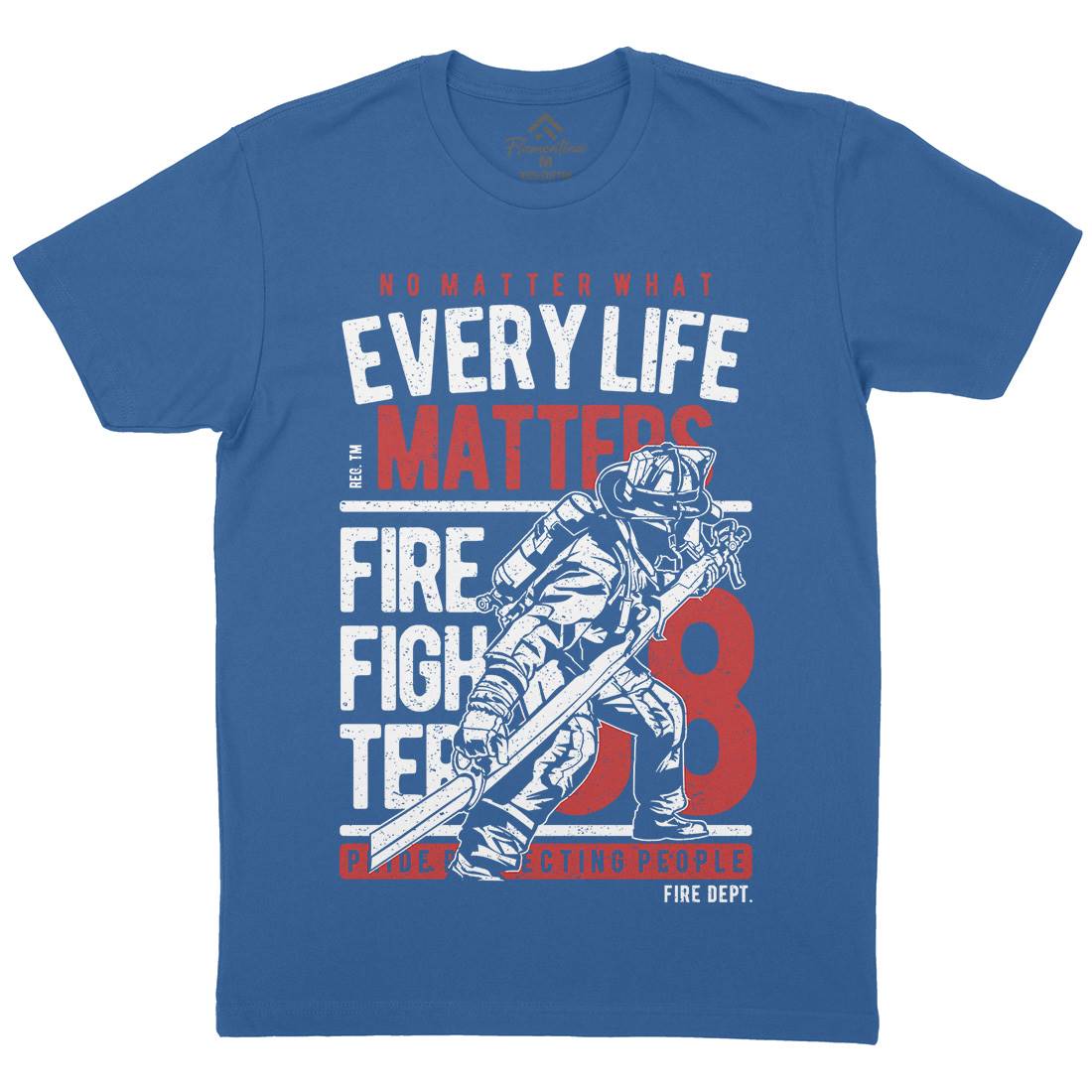 Every Life Matters Mens Crew Neck T-Shirt Firefighters A650
